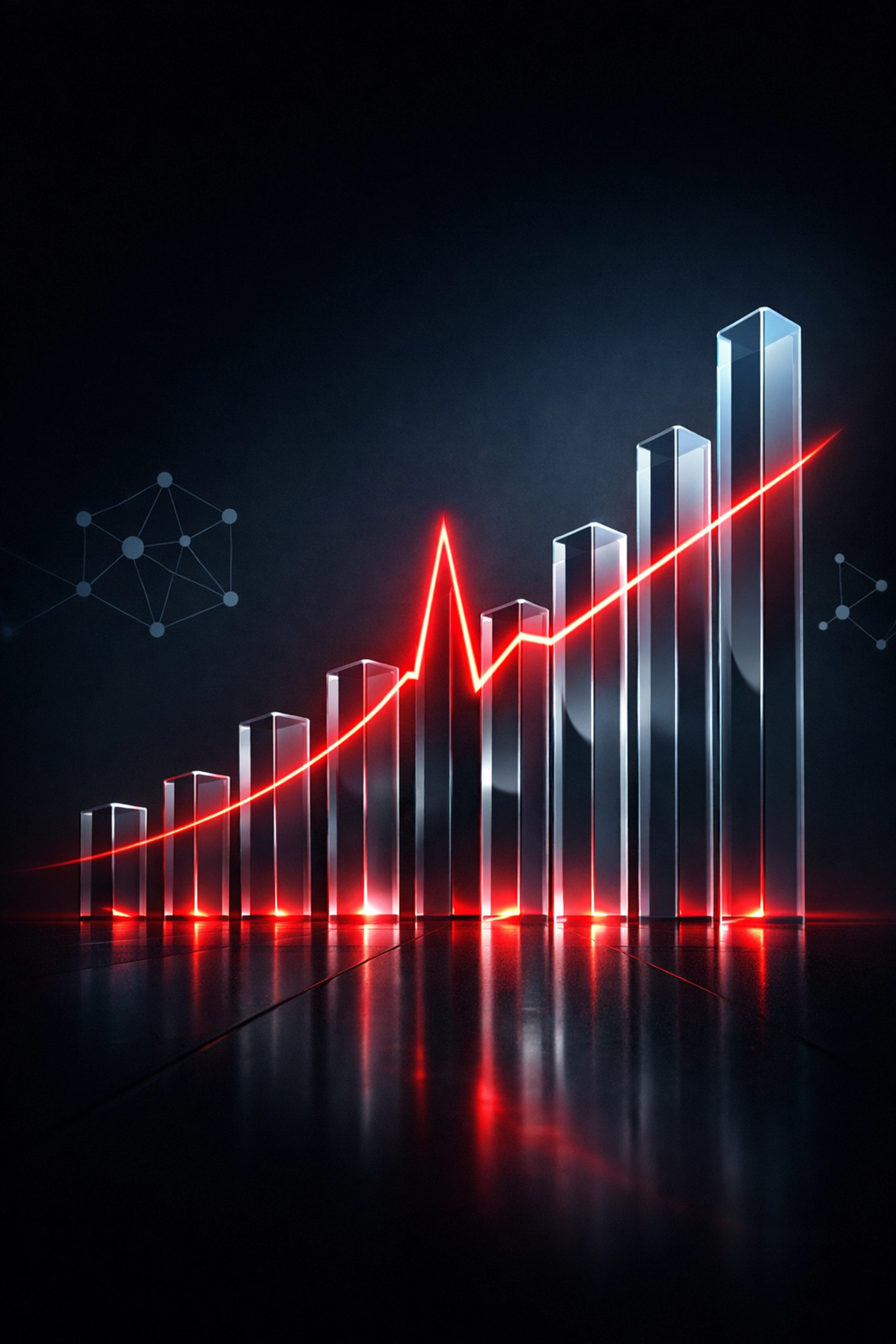 Sleek digital chart showing upward trends in website visibility and search performance.