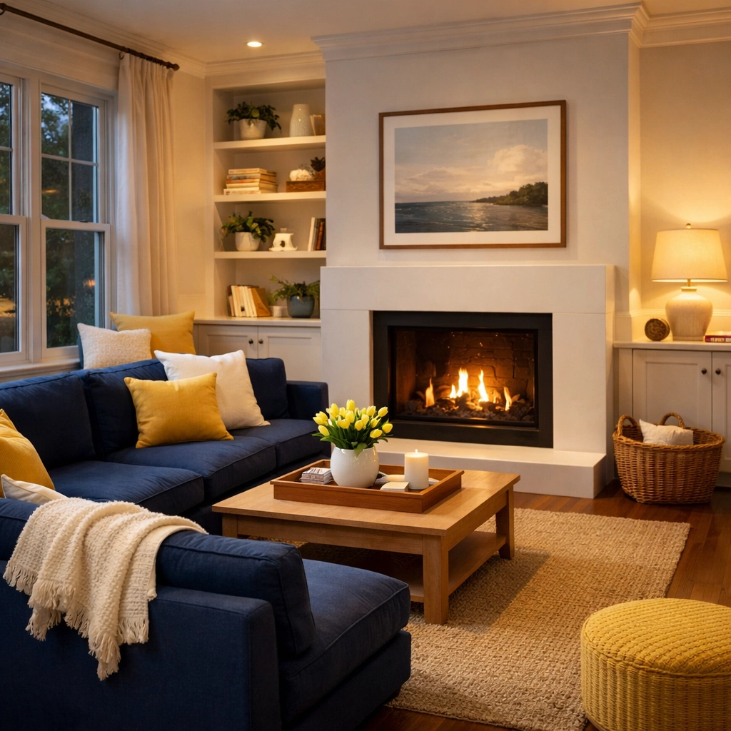 Dust-free family room sanctuary in Newton Massachusetts after a professional house cleaning visit.