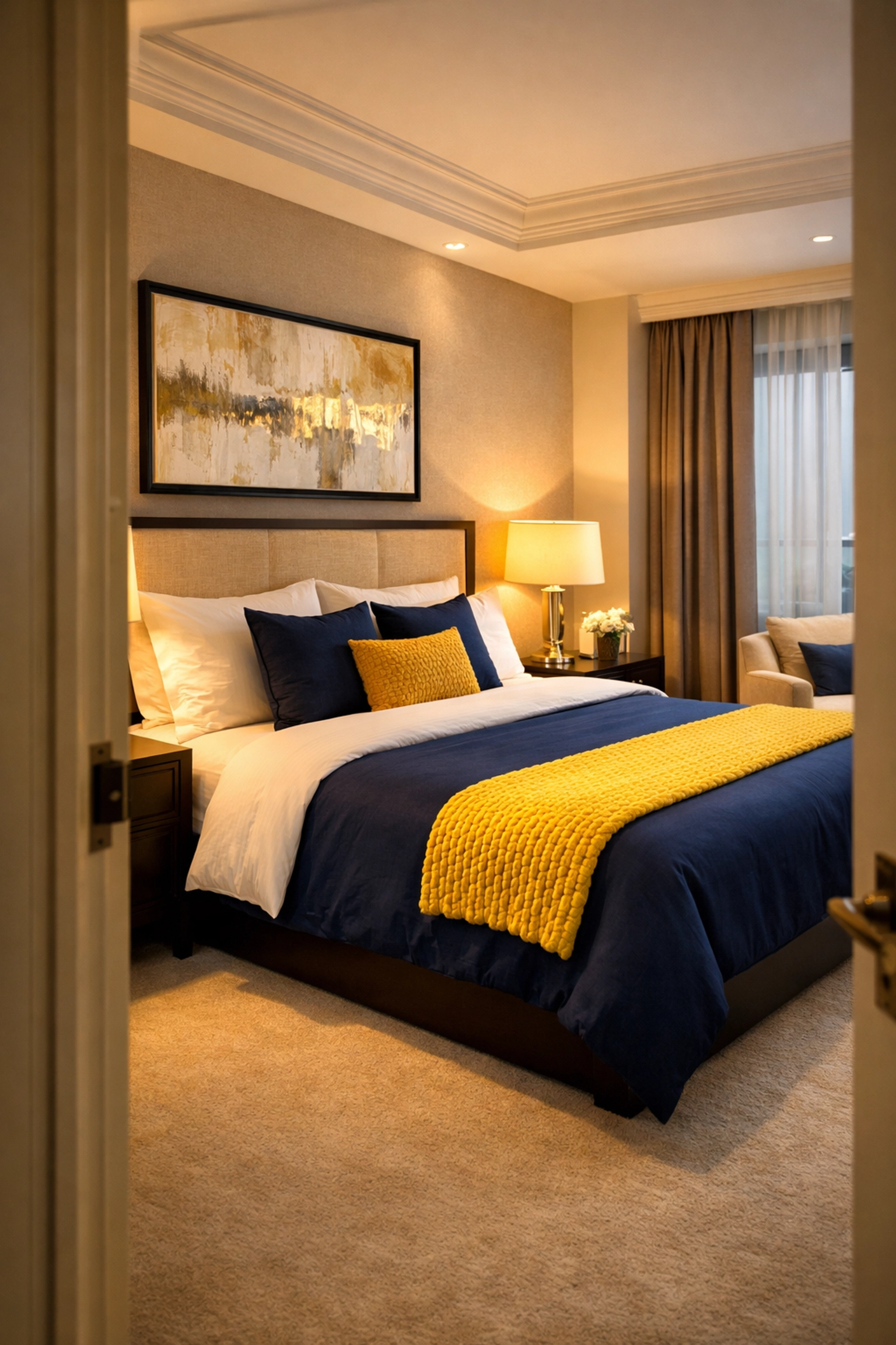 Clutter-free master bedroom in Acton MA after a professional apartment cleaning for ultimate relaxation.