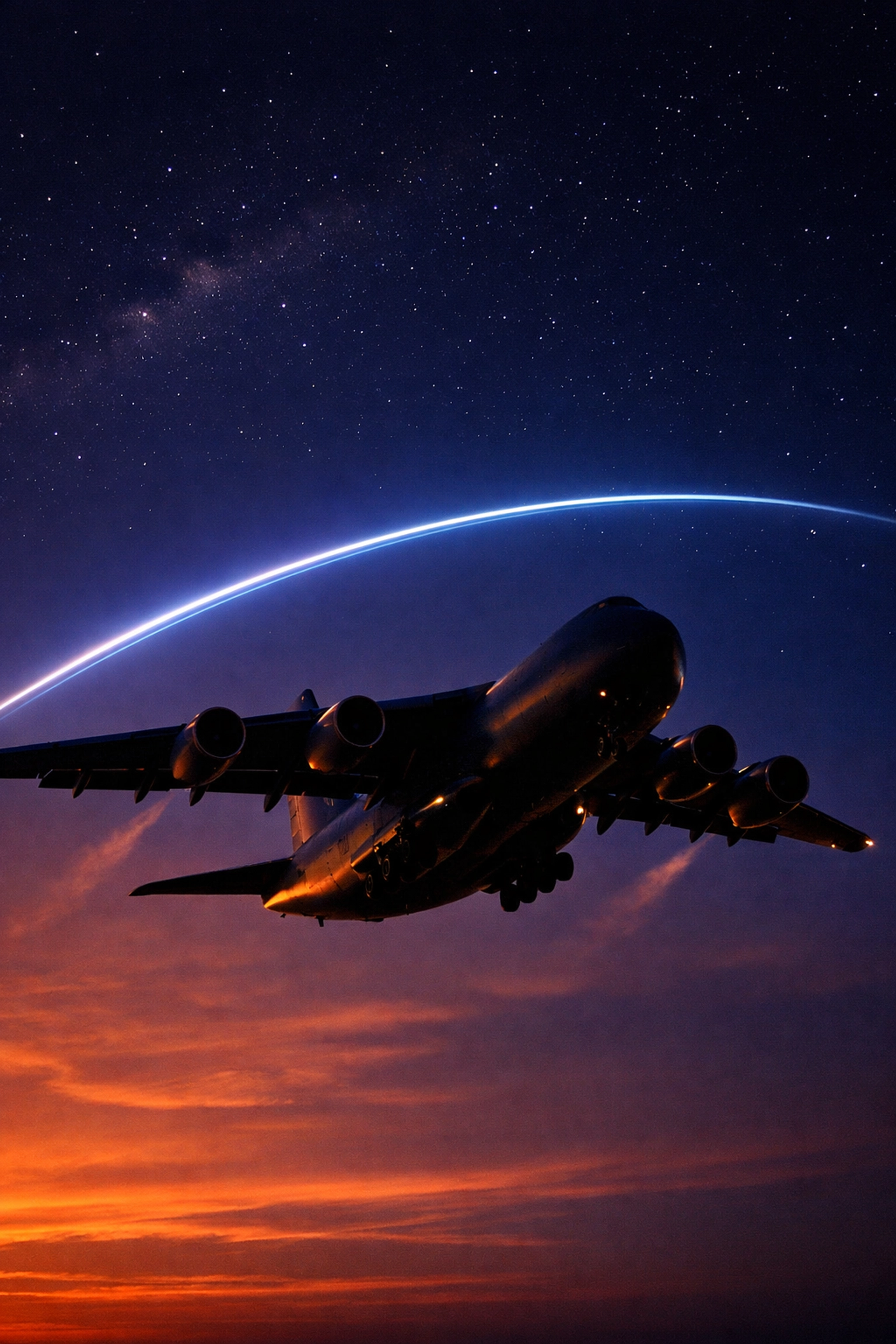 A cargo aircraft flying at twilight, illustrating efficient air freight services from Lagos to London.