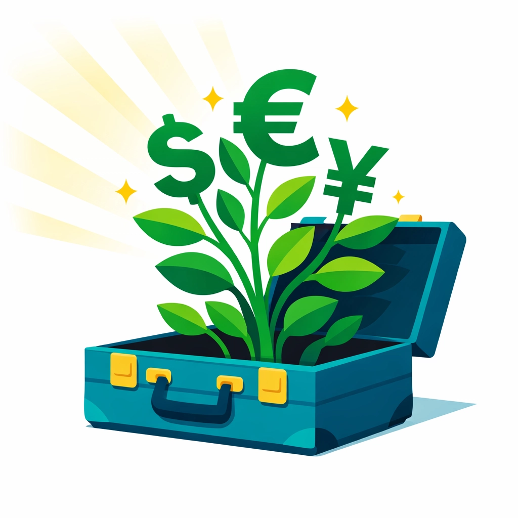 Briefcase with growing currency plant, symbolizing professional tax preparation in New Haven.