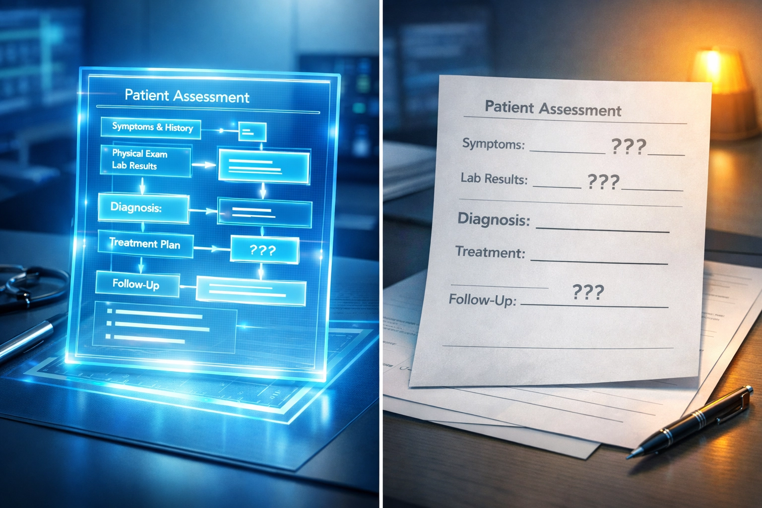 Comparison of complete compliant medical documentation versus incomplete audit-failing records