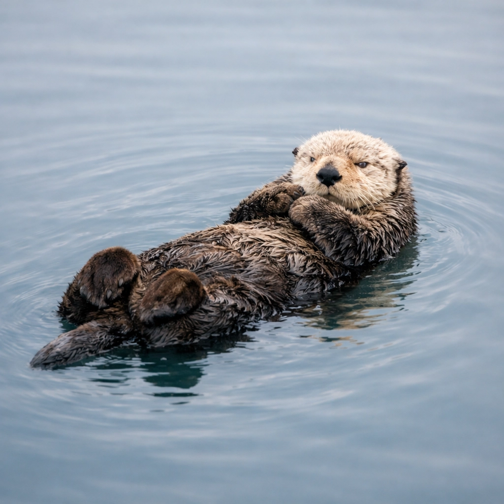 Sea otter floating in Alaskan coastal waters, representing the valuable fur trade that drove Russian colonization