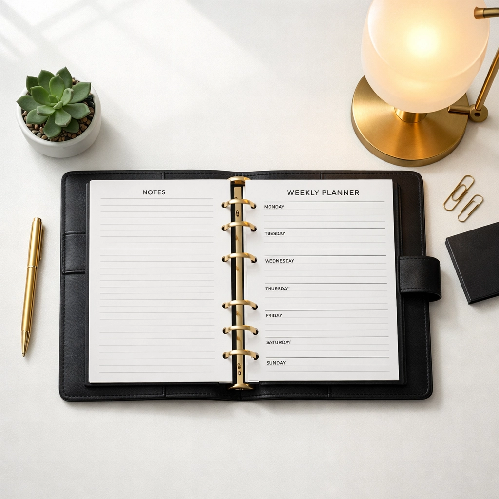 Professional property management organization and documentation planning desk