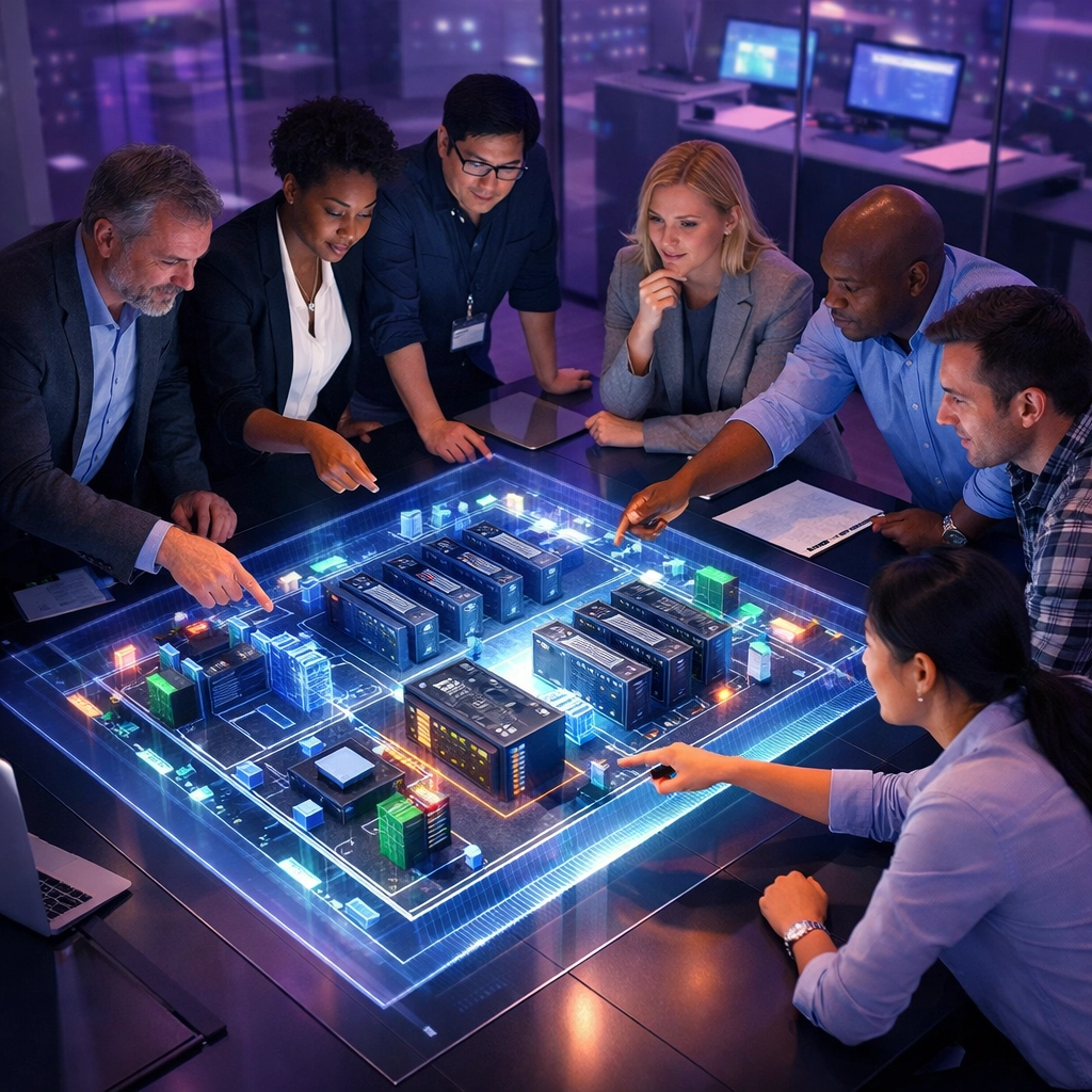 Business and technical teams collaborating on data center migration strategy