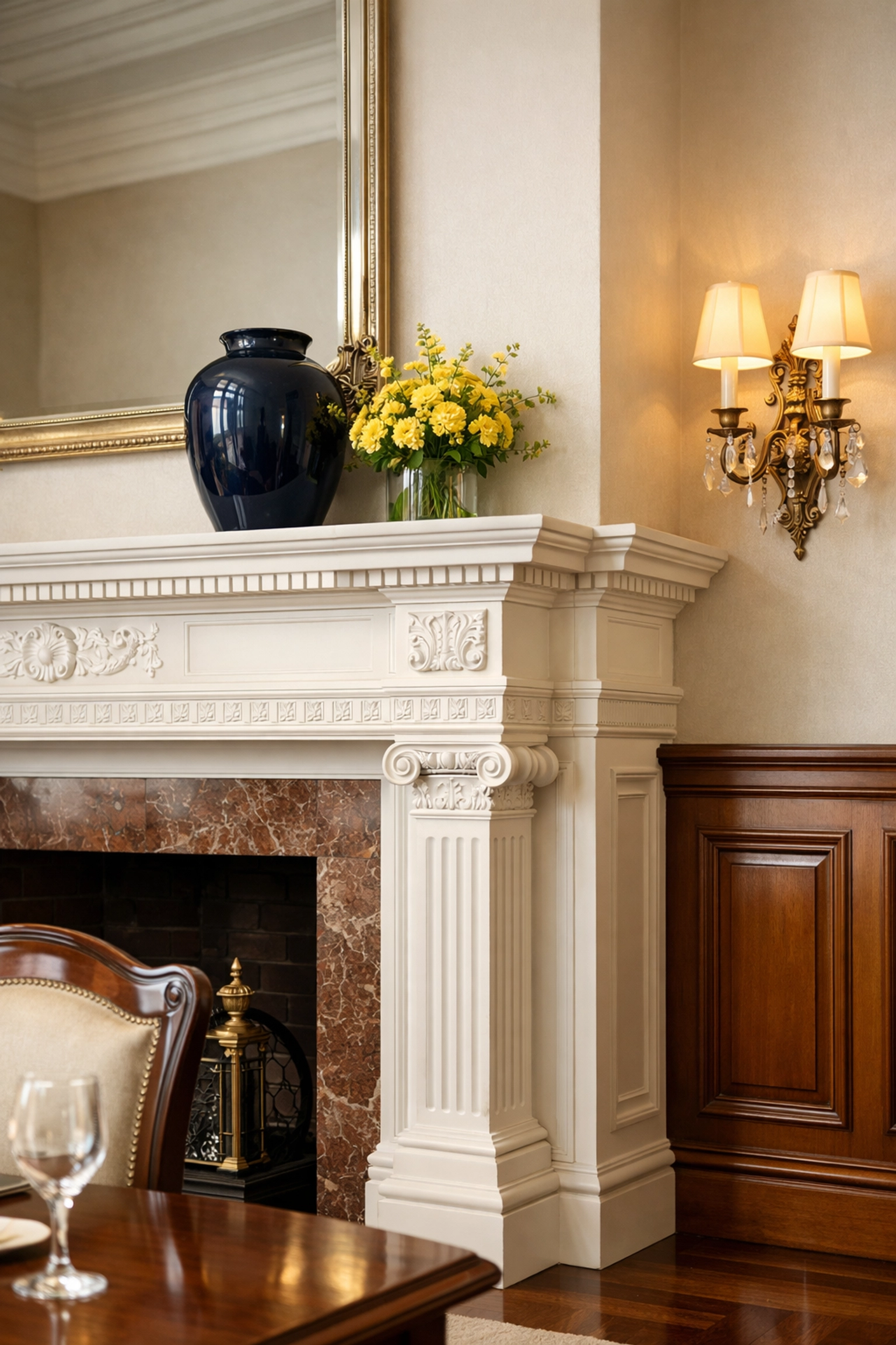 Deep cleaning Worcester results in a historic home near the Art Museum with dusted moldings.