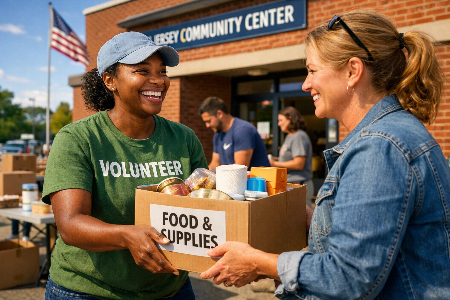 A Family ReBuild volunteer in South Jersey providing community assistance and disaster relief supplies to a neighbor.