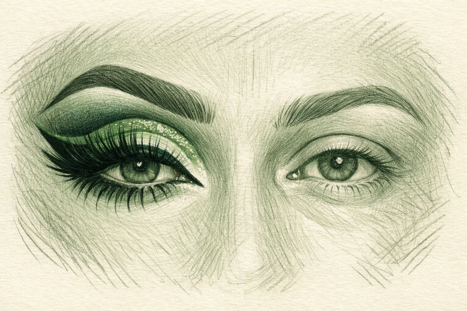 Drag queen eye makeup transformation showing dramatic cut crease technique and winged eyeliner