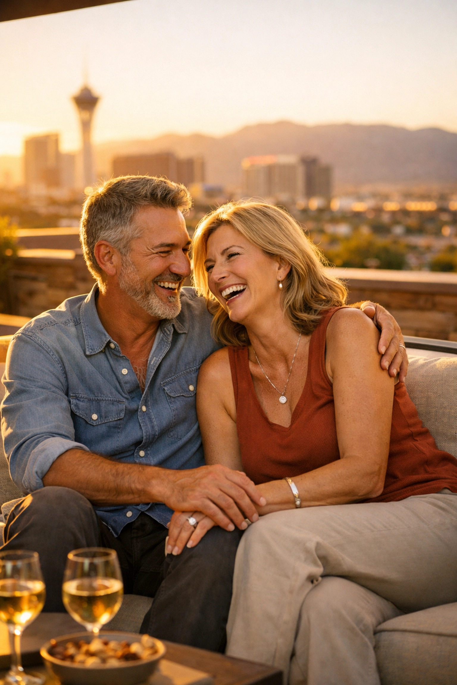 Happy couple enjoying intimacy and vitality after sexual health treatment in Las Vegas