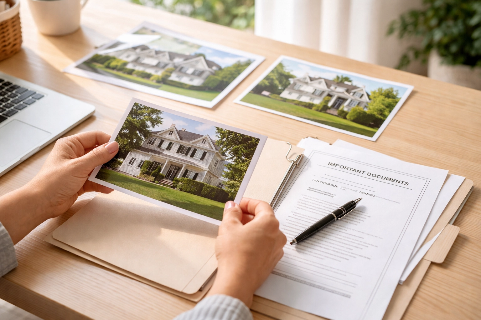 Homeowner organizing property documents and photos for Massachusetts home insurance coverage audit