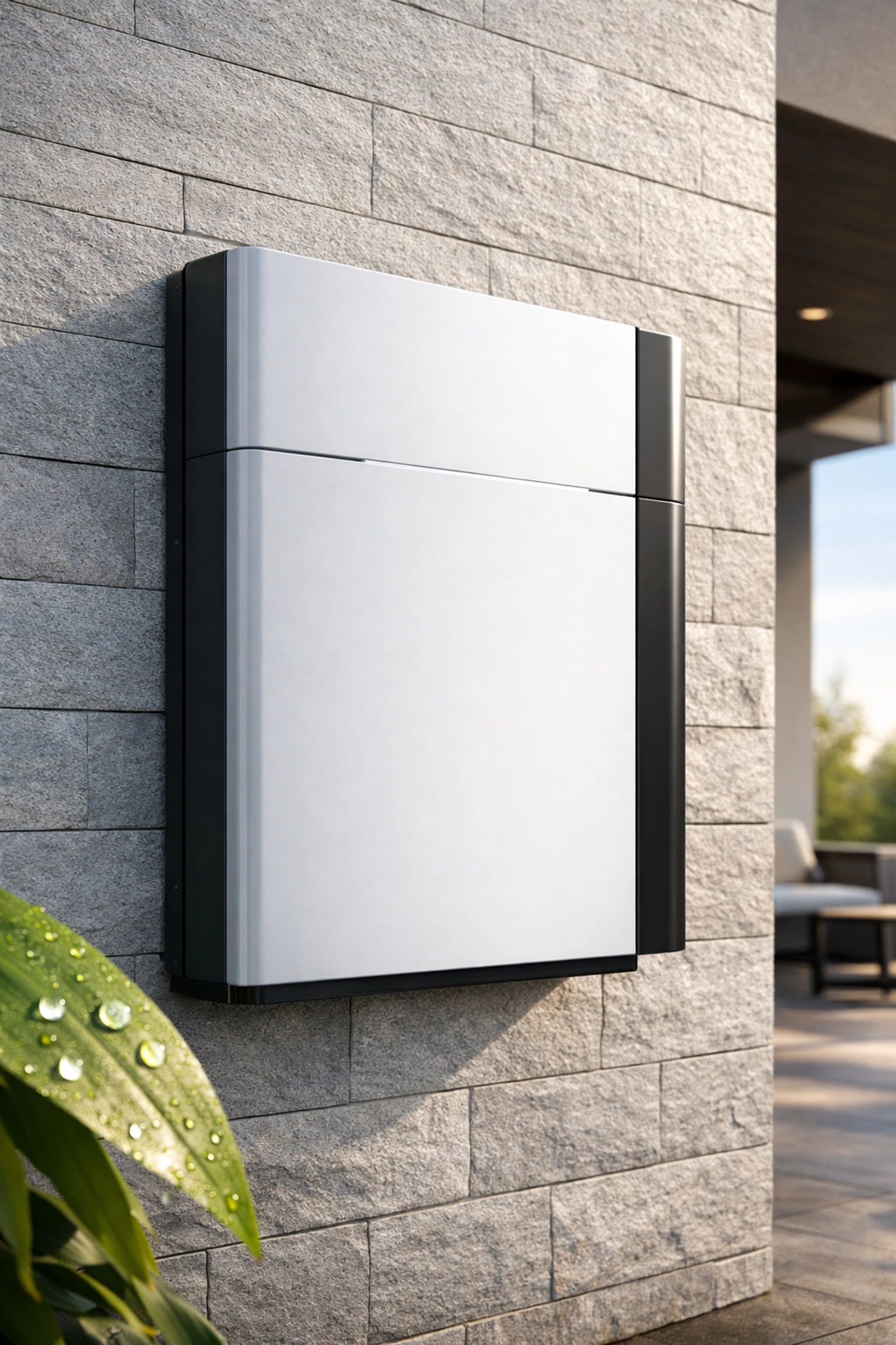 Weather-resistant solar battery storage unit installed on an exterior wall for a home in Poole.