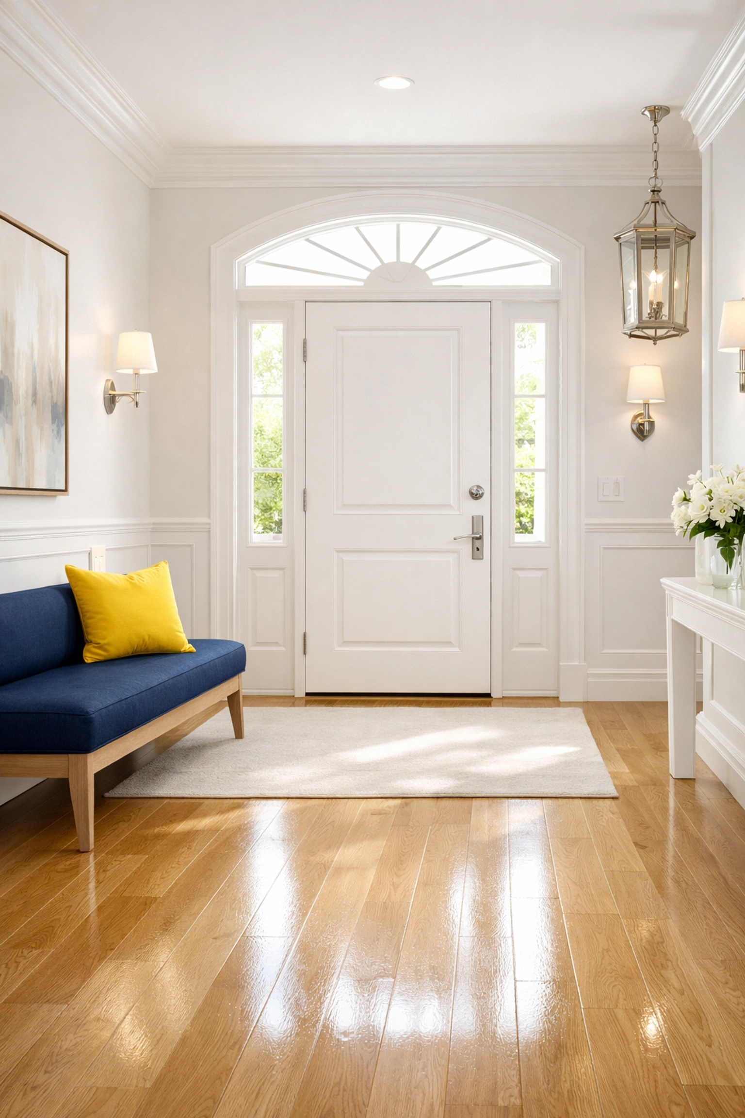 A sparkling, clutter-free home entryway in Acton MA after a professional deep cleaning service.