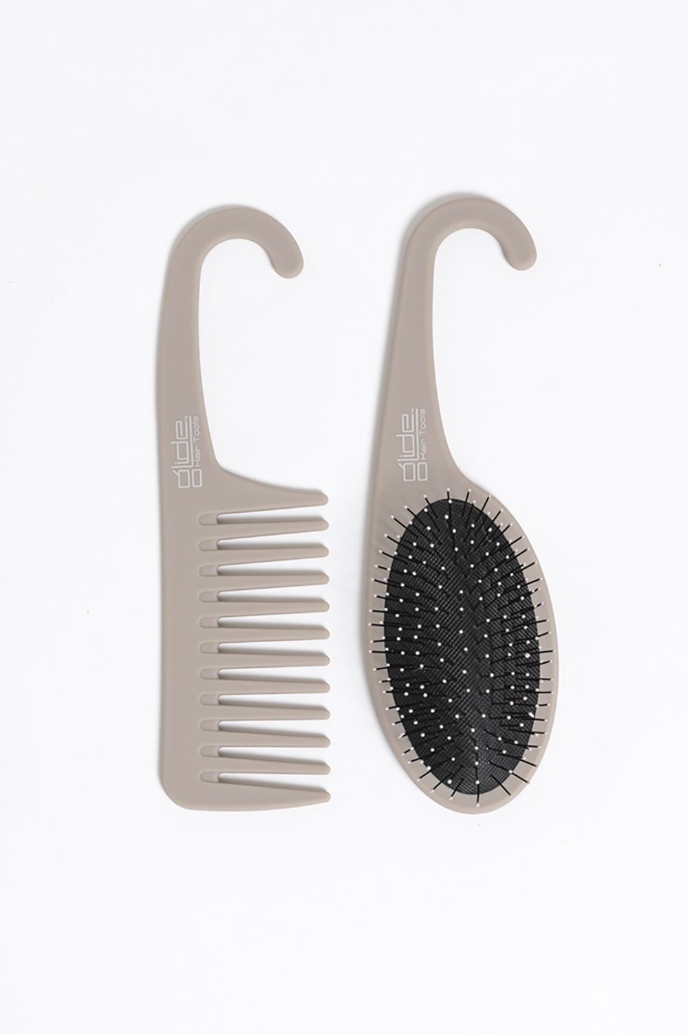 Glide Hair Tools detangling brush and wide-tooth comb set, taupe – kid-friendly, curl-friendly, stress-free detangling