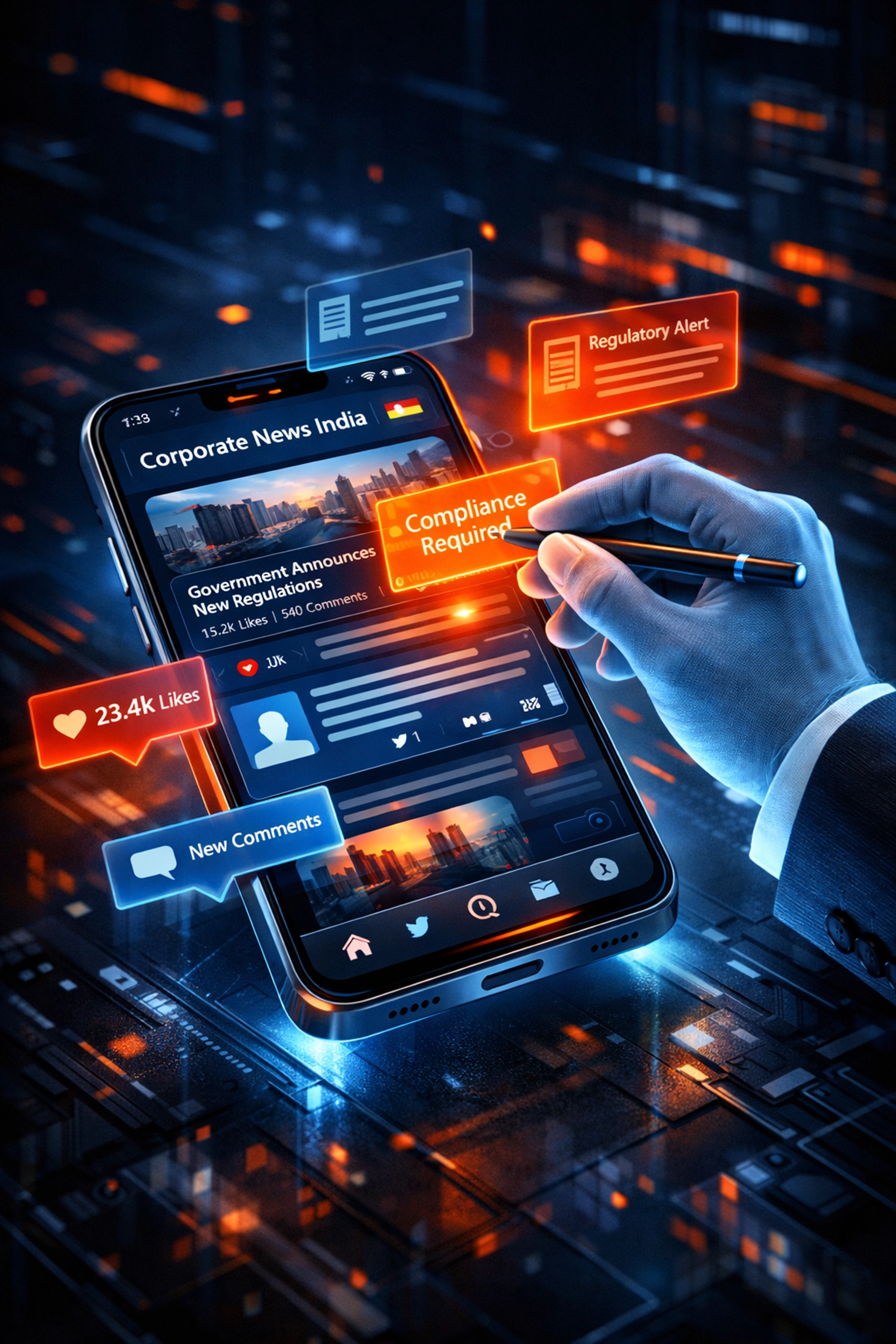 Digital interface showing government oversight of social media community notes in corporate news India.