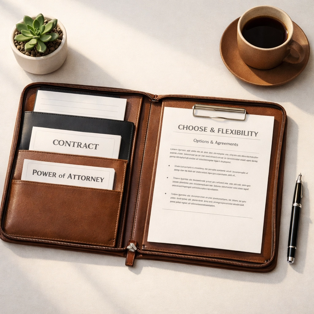 Organized legal documents and portfolio showing unbundled legal service options