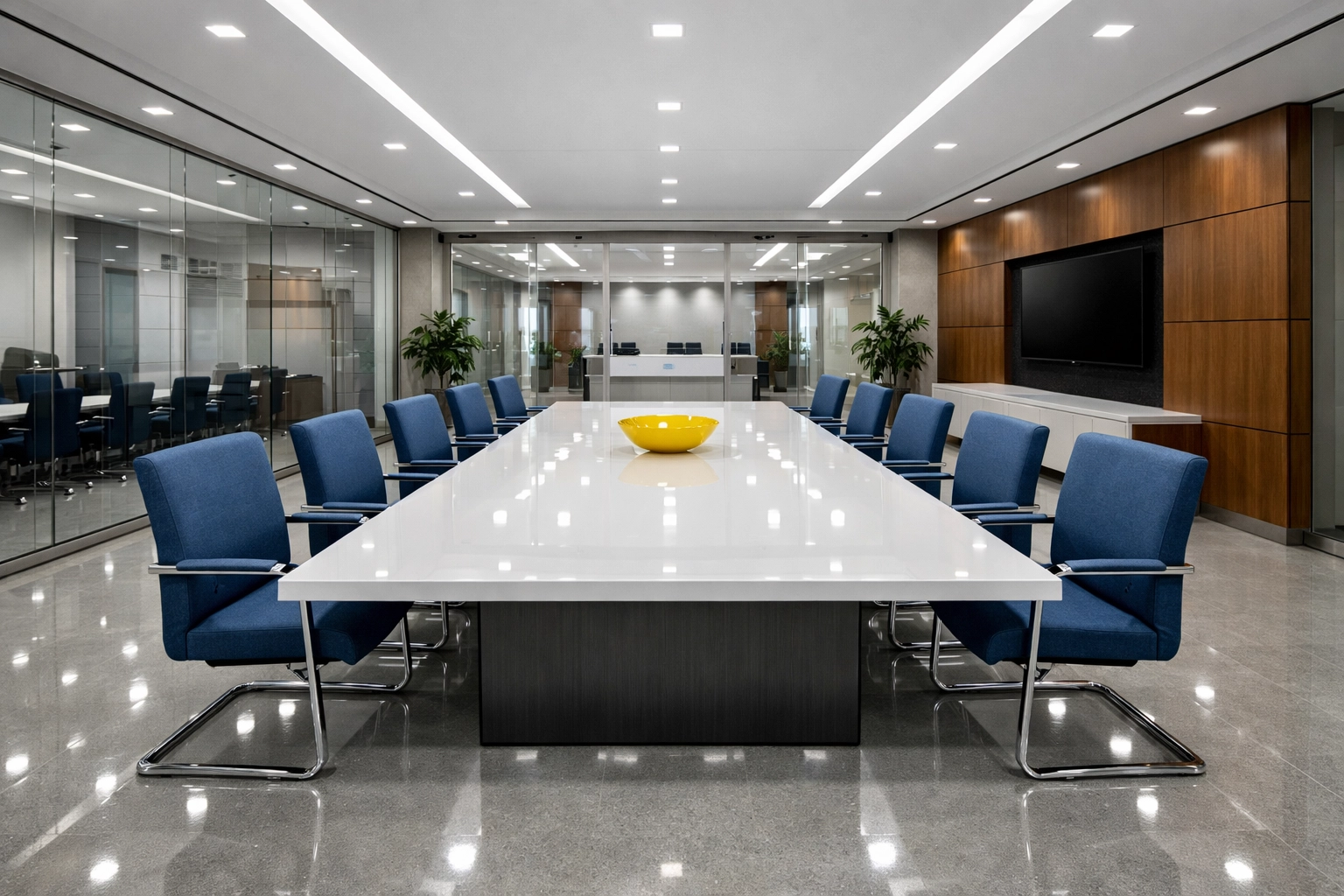 Spotless corporate office and conference room in Bedford following a professional commercial cleaning.