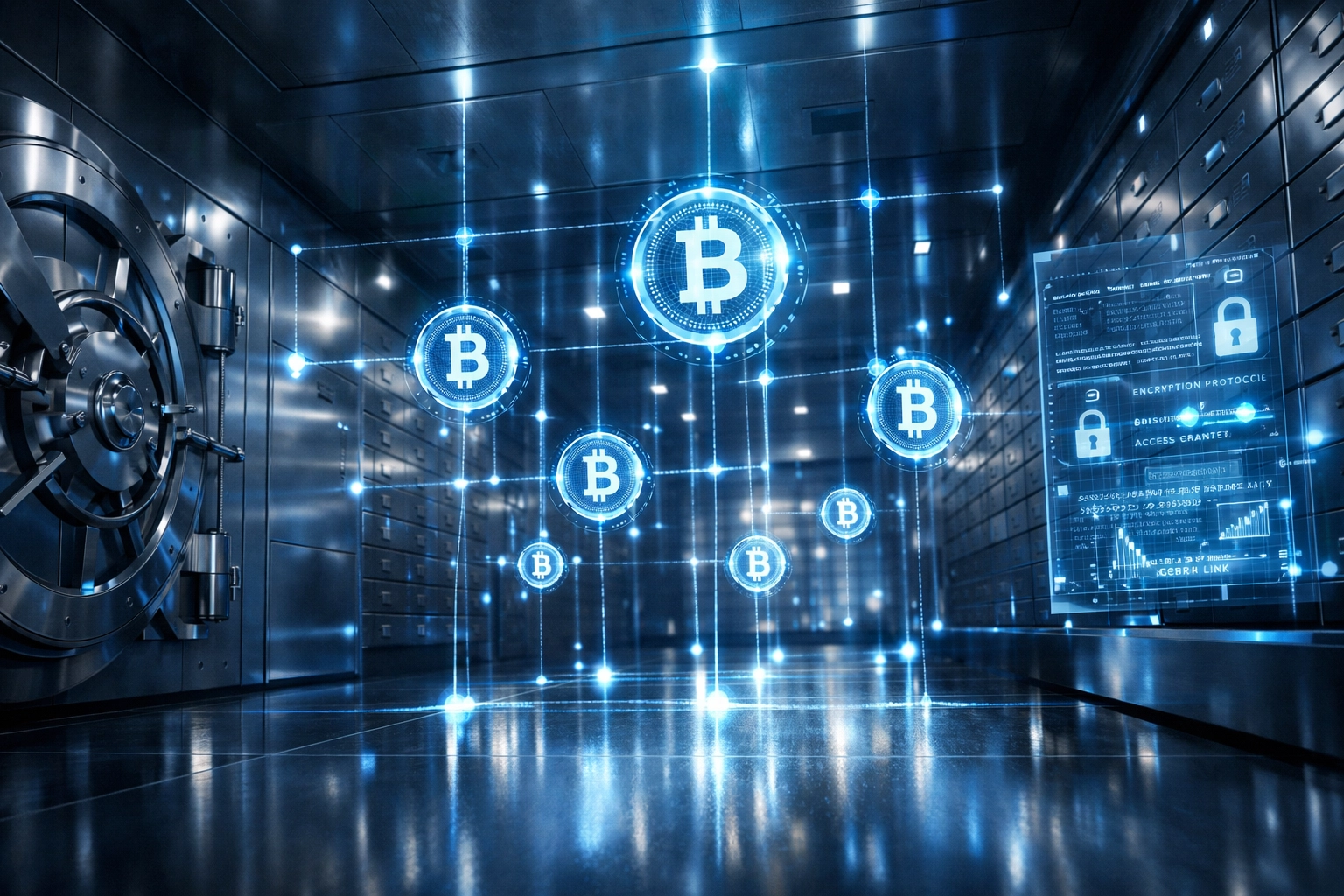 Secure Bitcoin custody infrastructure with digital security for institutional investors