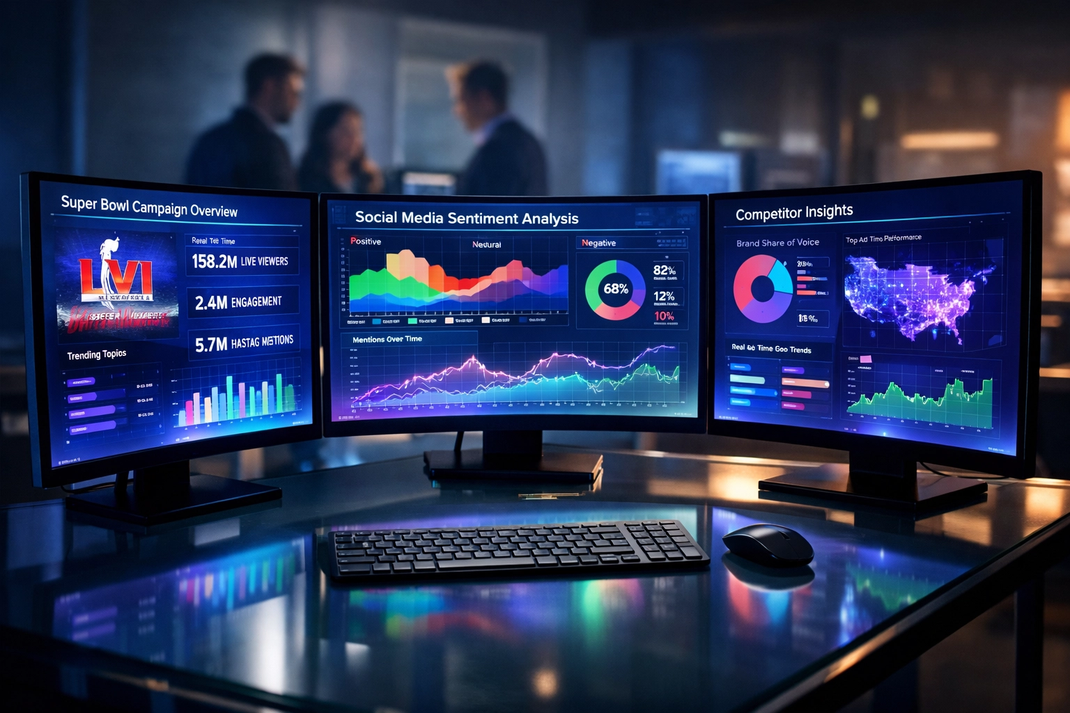 Real-time Super Bowl analytics command center with live marketing dashboards