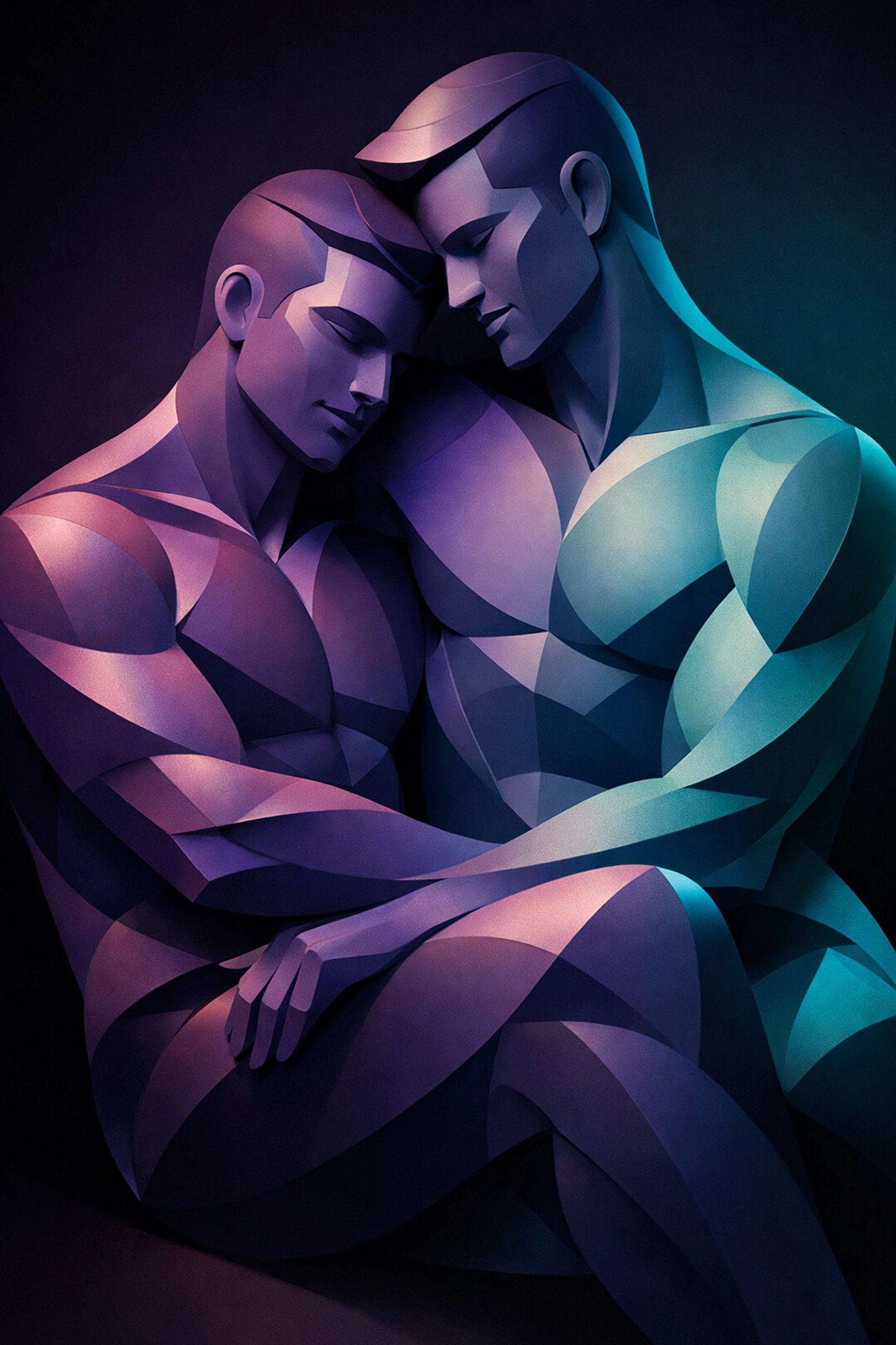 Abstract artistic depiction of intimate positions for gay men demonstrating sensual geometry