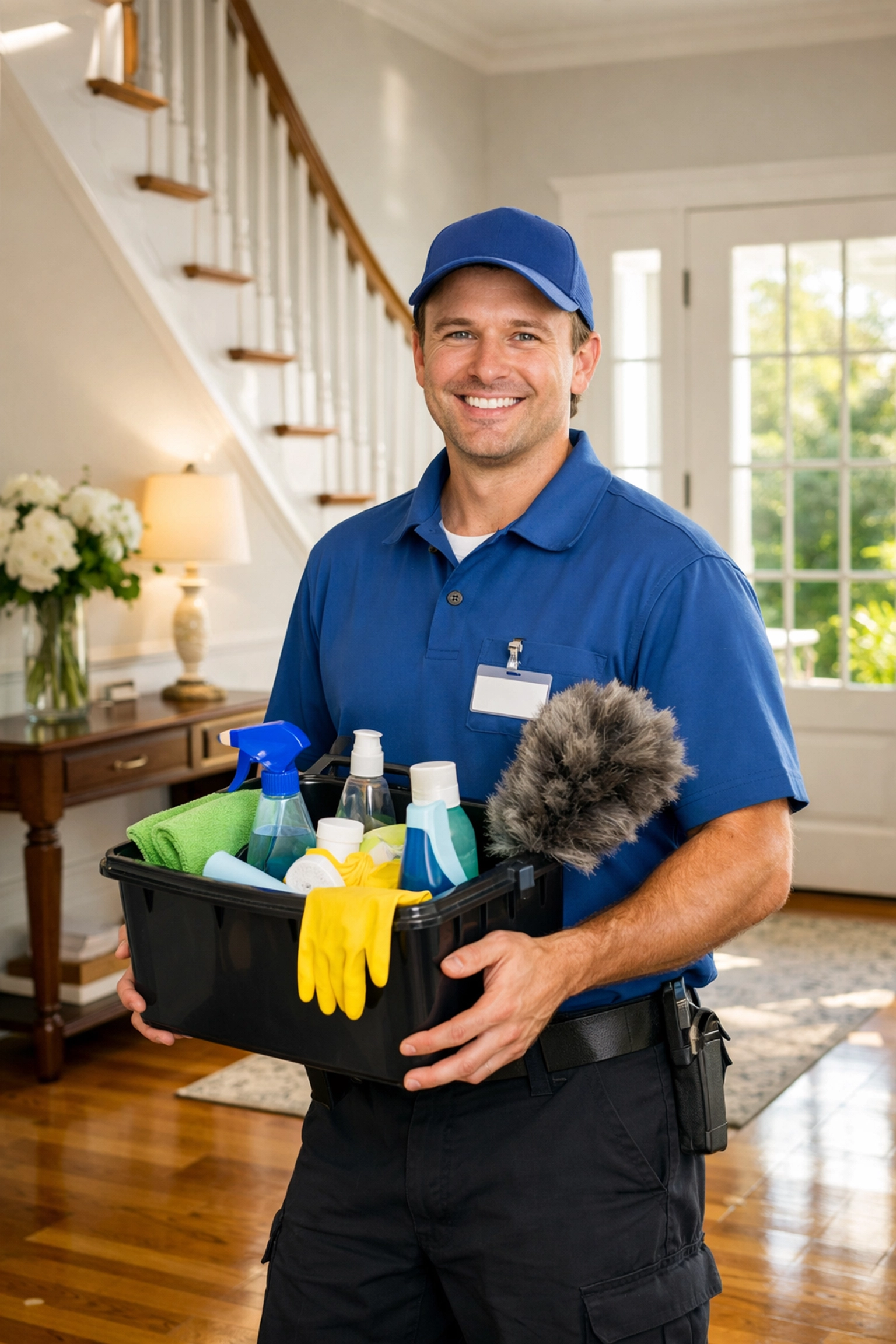 A professional cleaner in a spotless Newton home representing a reliable house cleaning service in Newton.