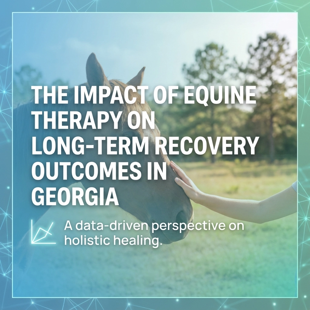 Residential treatment center marketing: equine therapy in Georgia, client bonding with horse at rehab ranch