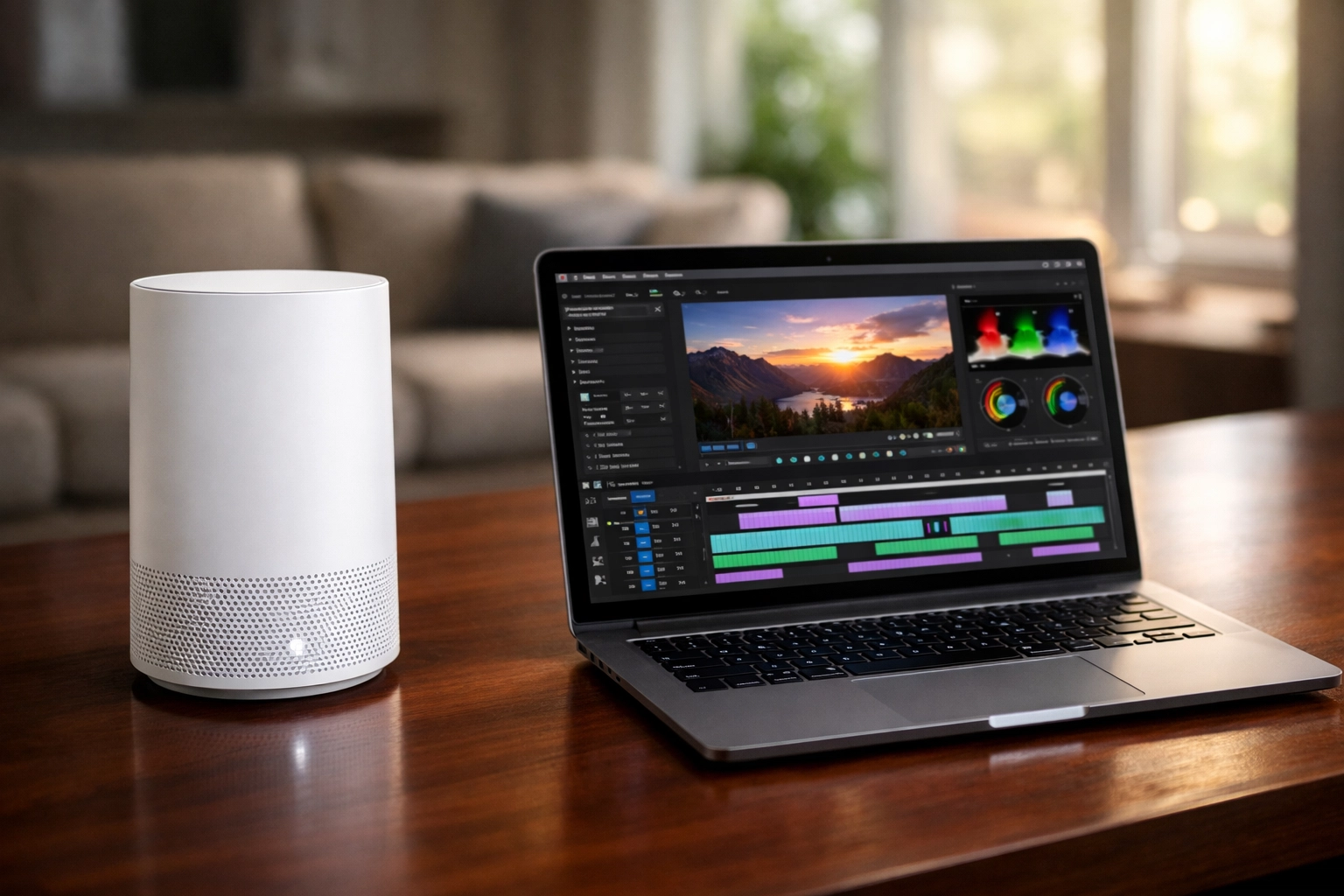 Modern Wi-Fi router and laptop showcasing fast fiber internet in Clarkston WA for high-bandwidth tasks like streaming.