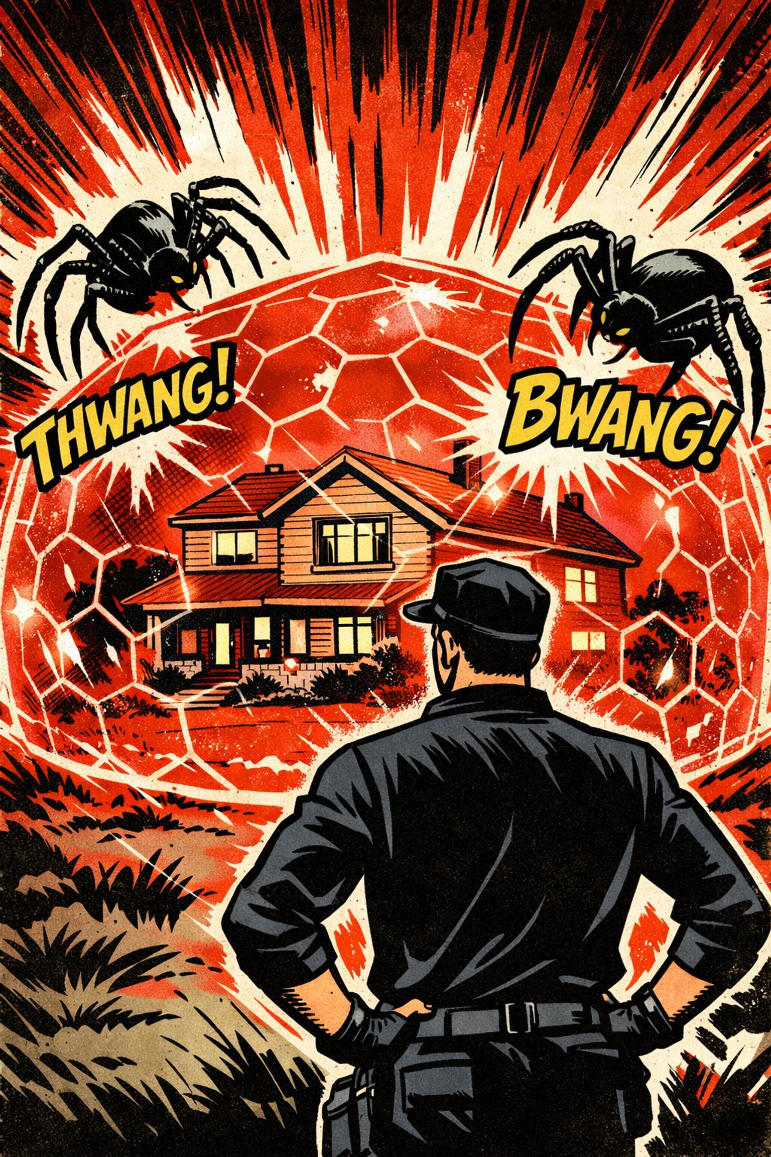 Protective 3x3 barrier shield around a house illustrating professional pest control in Jasper AL.