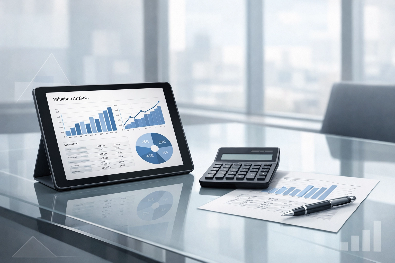 Business valuation charts and financial analysis tools used in Florida divorce asset division