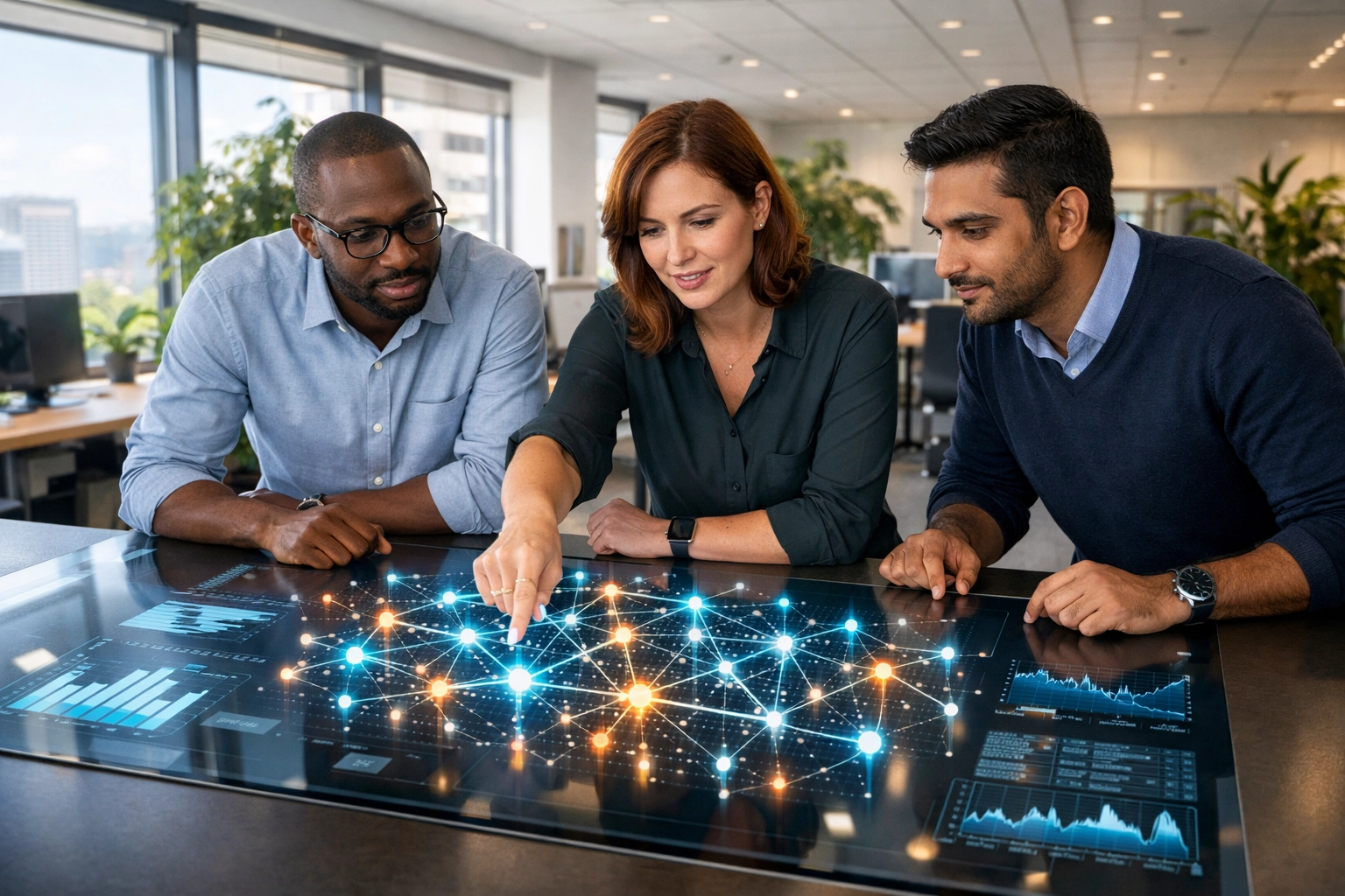 IT experts collaborating on ITOM and ITAM data strategy with a ServiceNow implementation partner.