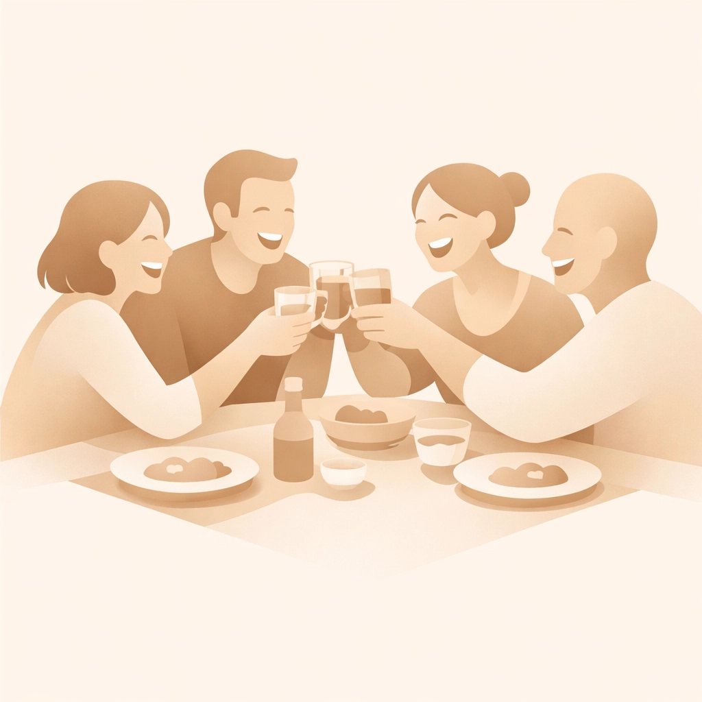 Dining & Socializing: How to Master Noisy Environments with Modern Tech Friends enjoying clear social communication at a restaurant thanks to modern hearing technology.