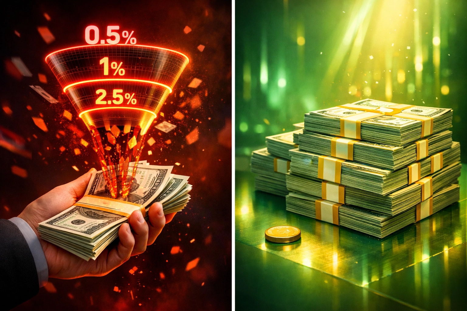 Crypto payment fee comparison showing traditional processor costs versus Larecoin gas-only fees savings