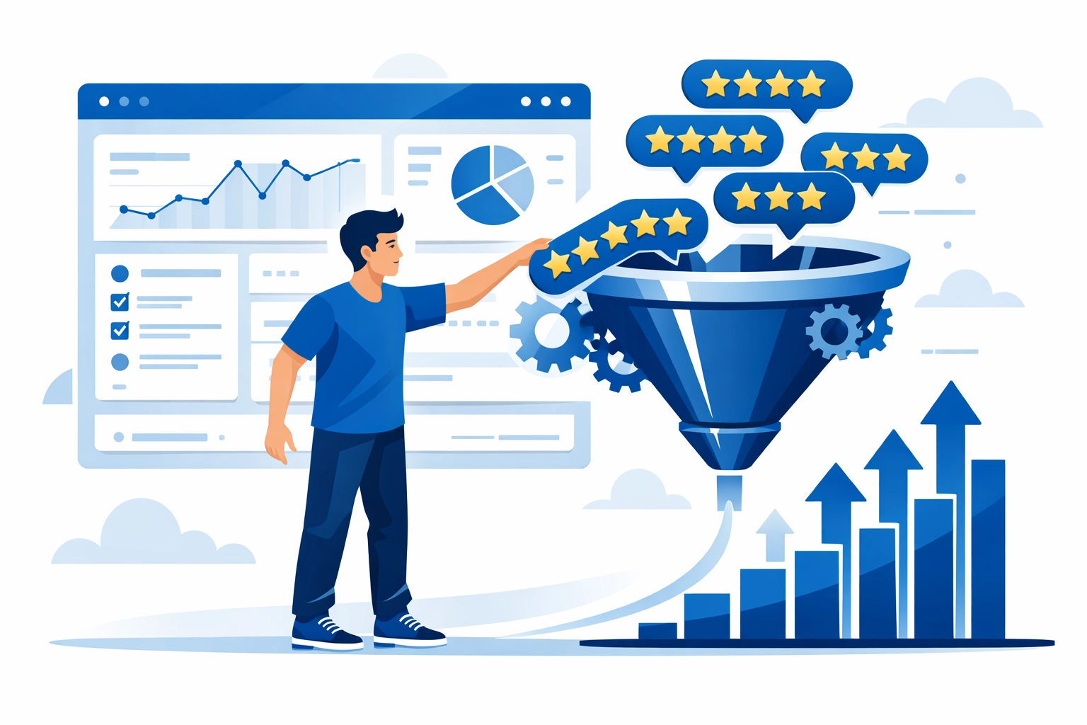 Turning online customer reviews into business growth with local SEO reputation management.