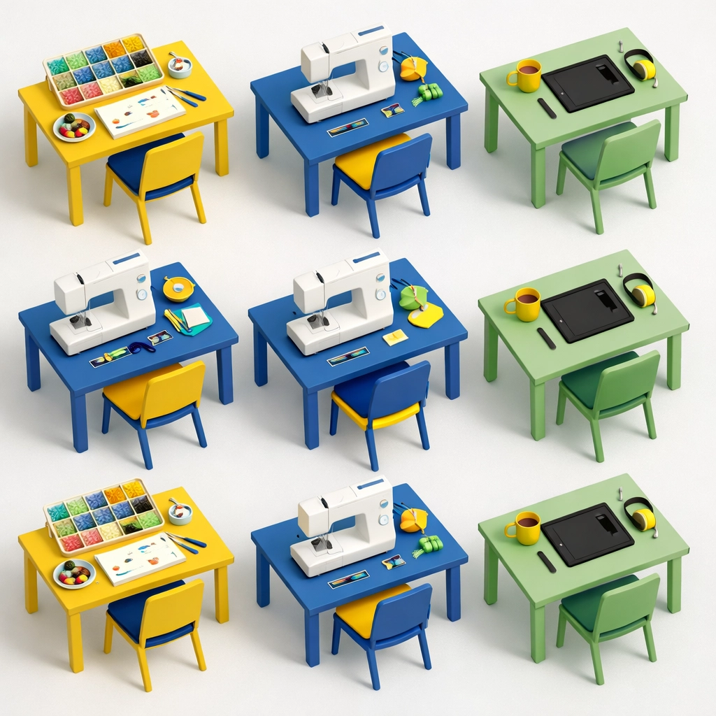 Organized workstations for professional designers in Nigeria building a structured business.