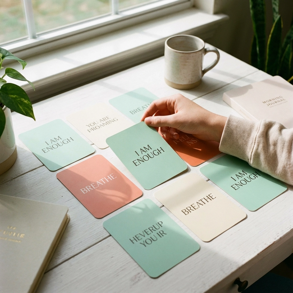 Truth cards and devotional materials spread out