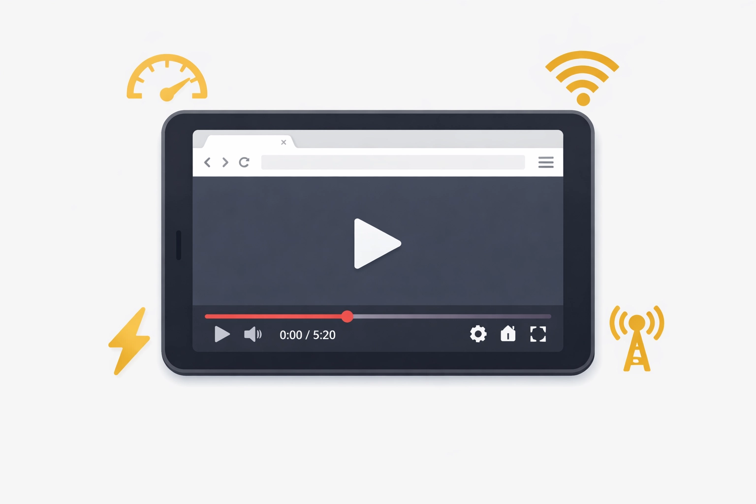 No-download shoppable video webinar on tablet, showing fast browser-based live stream shopping