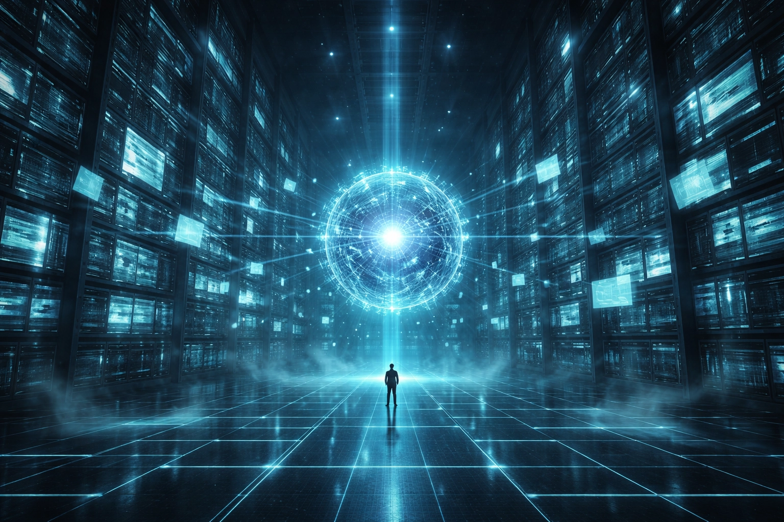 Endless digital archive room representing organized documentation for NIST 800-53 compliance