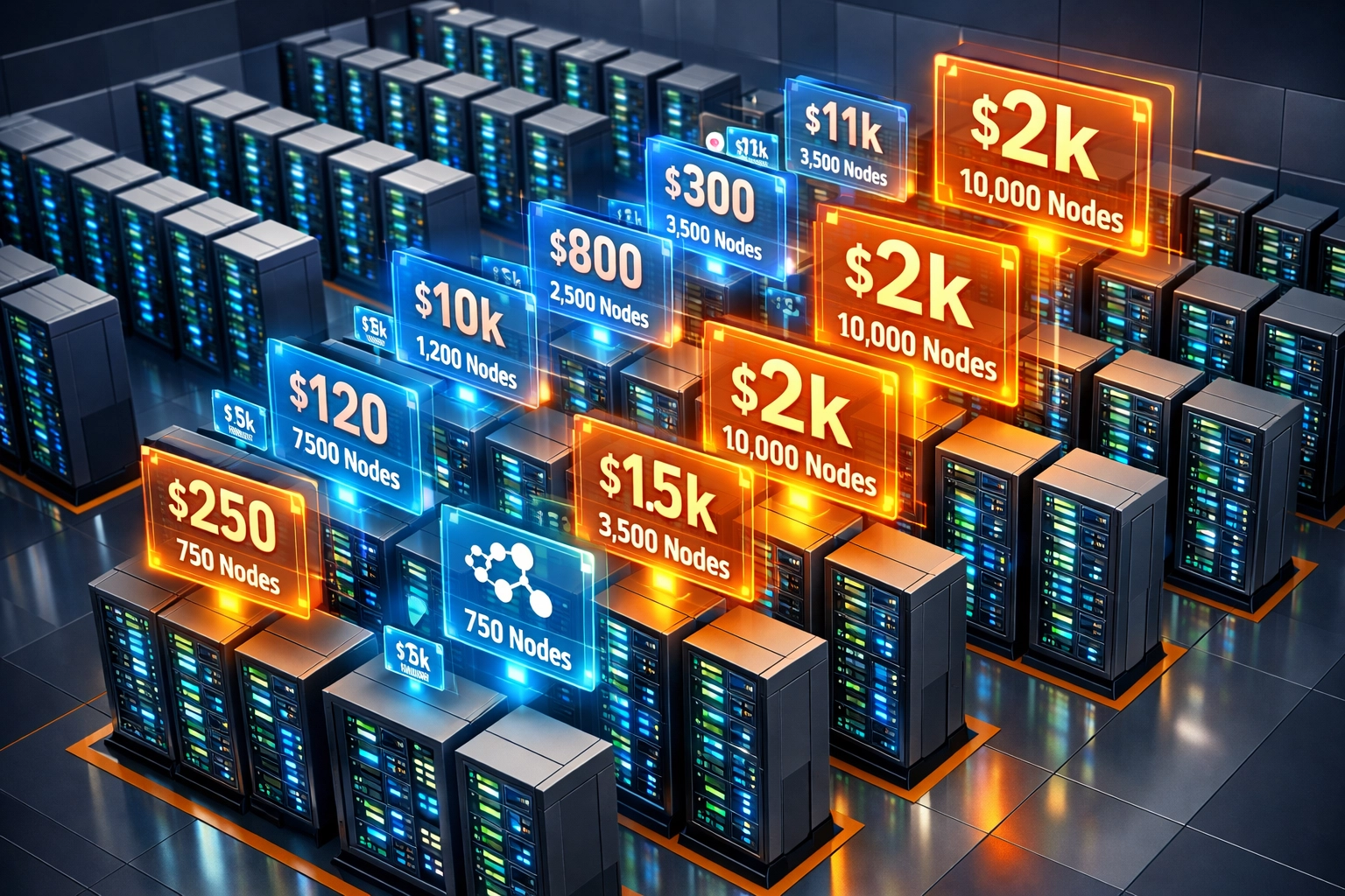 Data center infrastructure illustrating ITOM per-node scaling costs and pricing growth