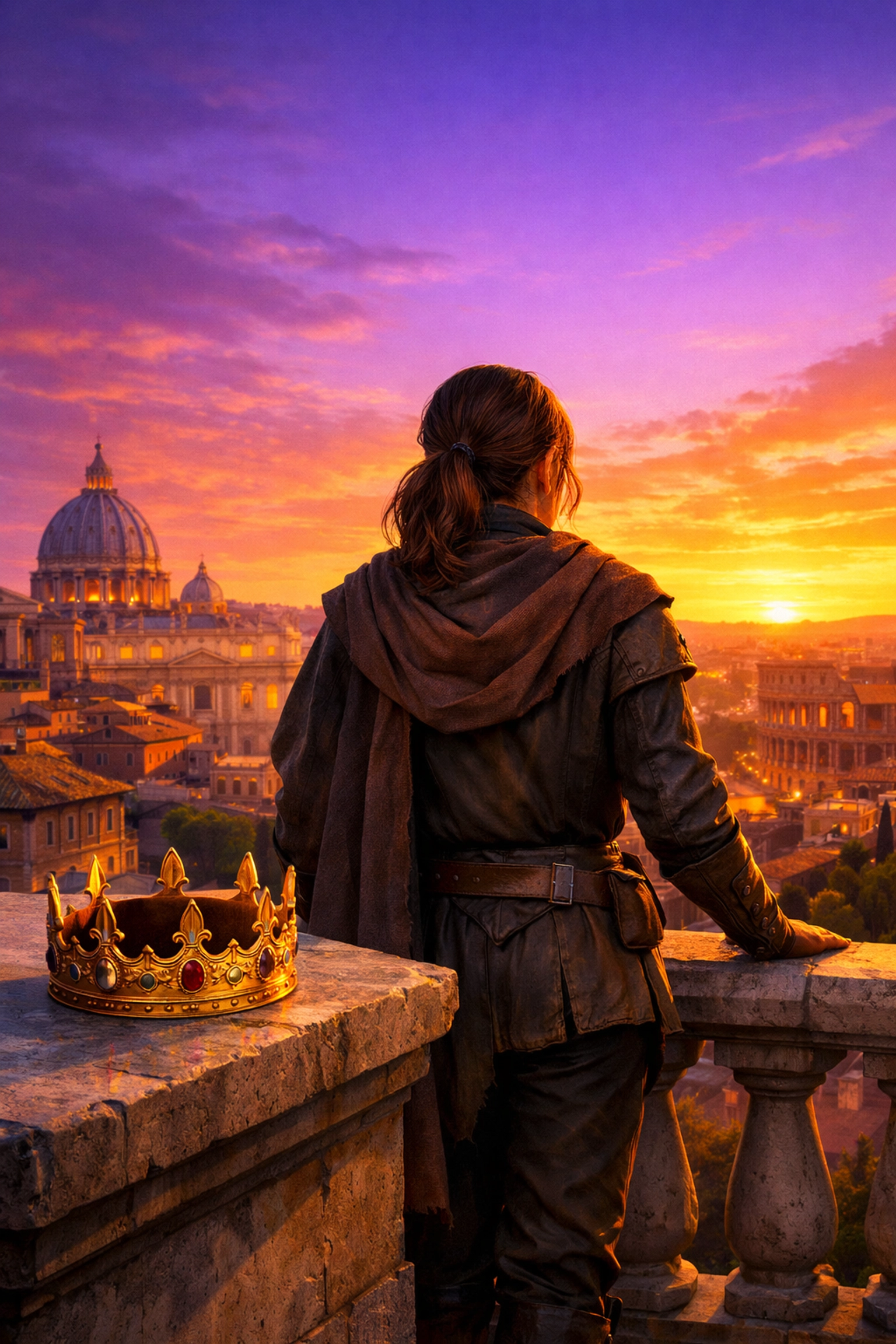 Queen Christina in Rome after abdicating her throne, choosing a life of freedom and authenticity.