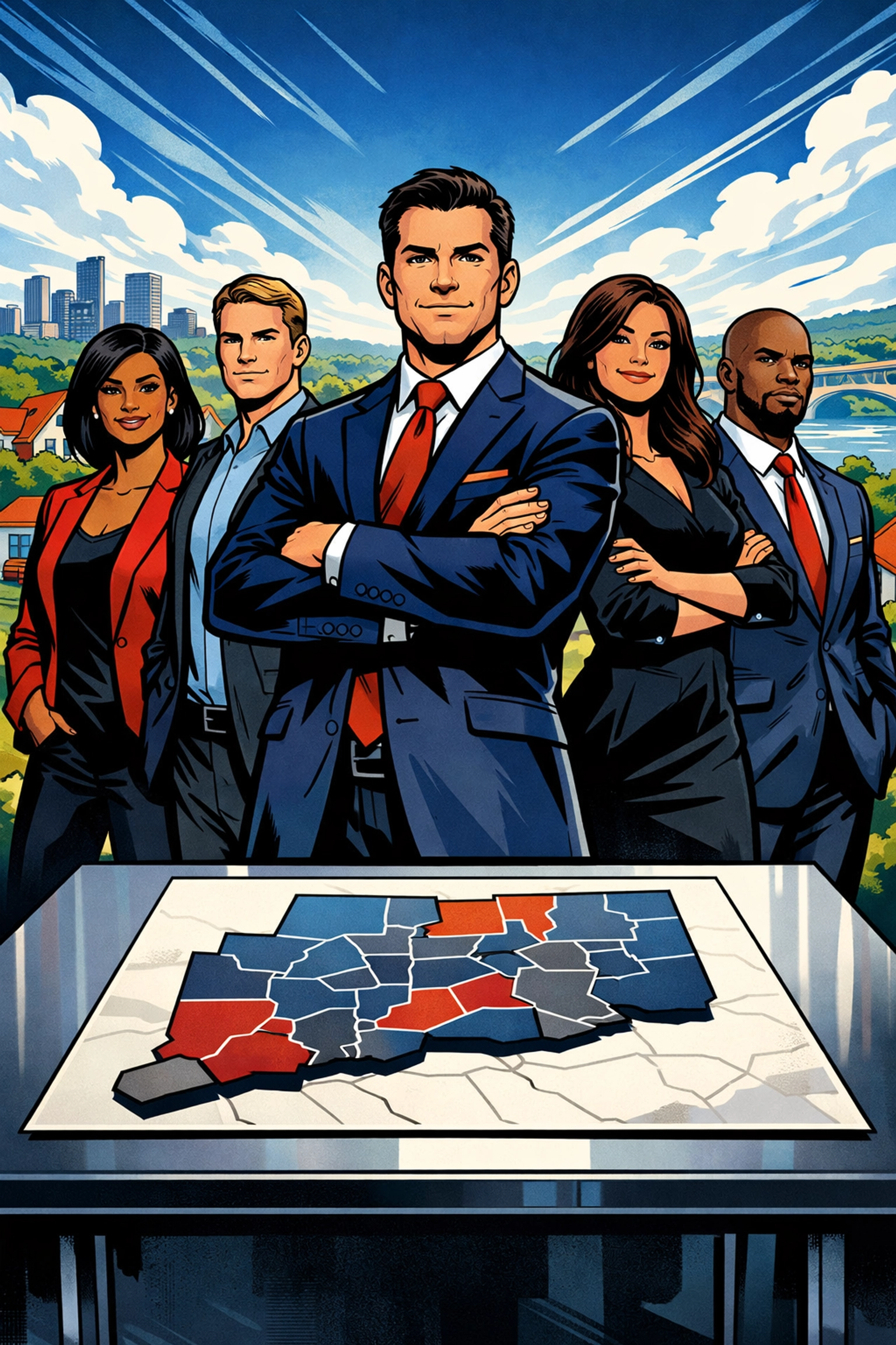 Rob Rosa and his real estate team analyzing Hartford County neighborhood trends and home inventory maps.