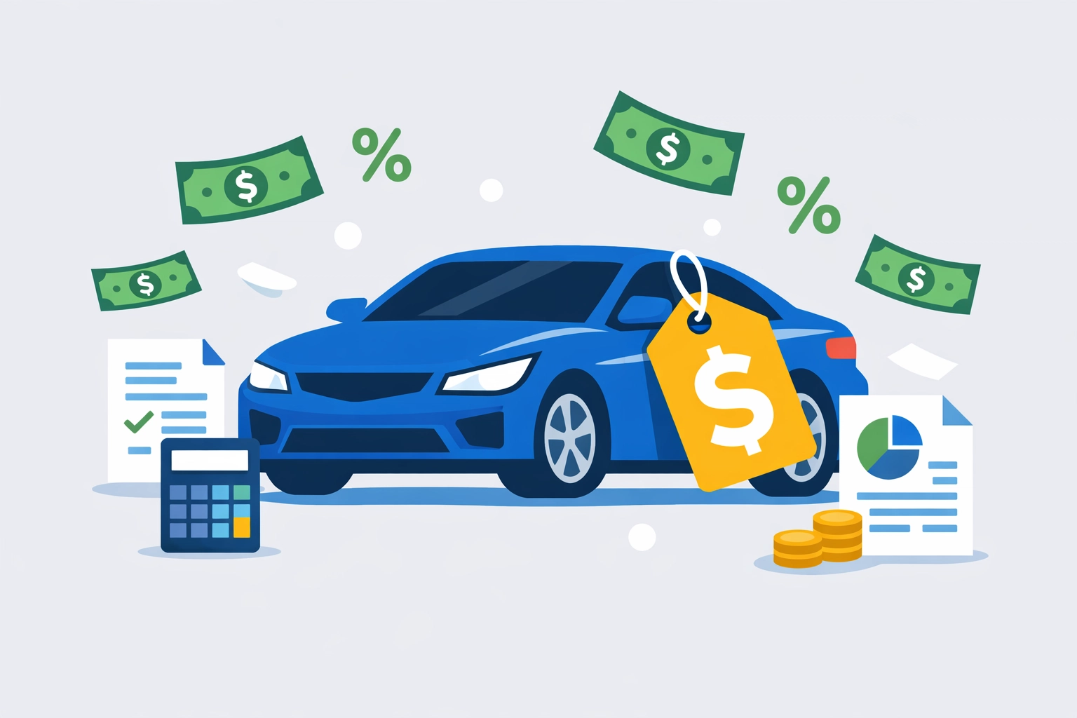 Car loan interest deduction illustration showing vehicle financing tax savings
