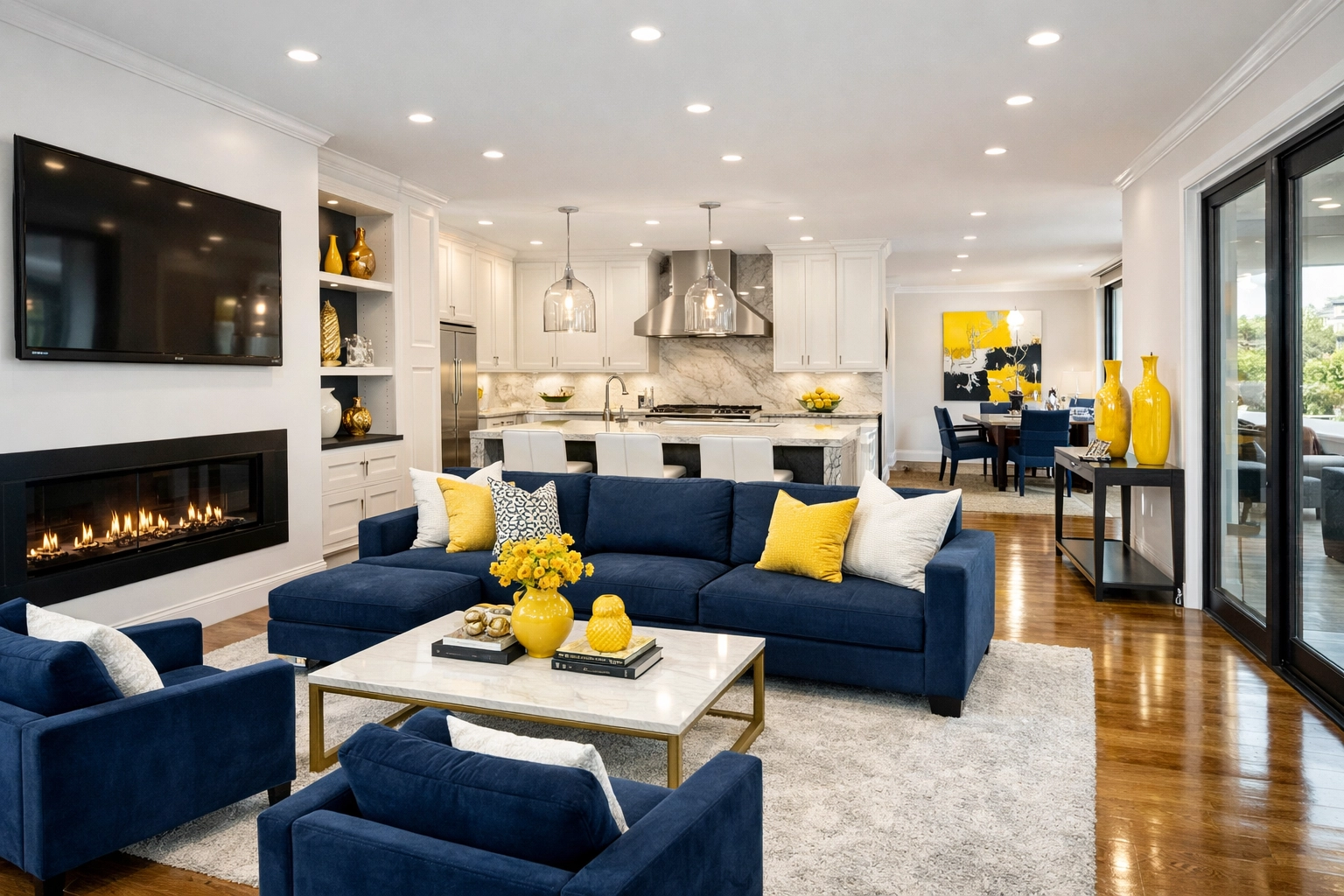 Pristine modern home interior after a professional weekly house cleaning service.