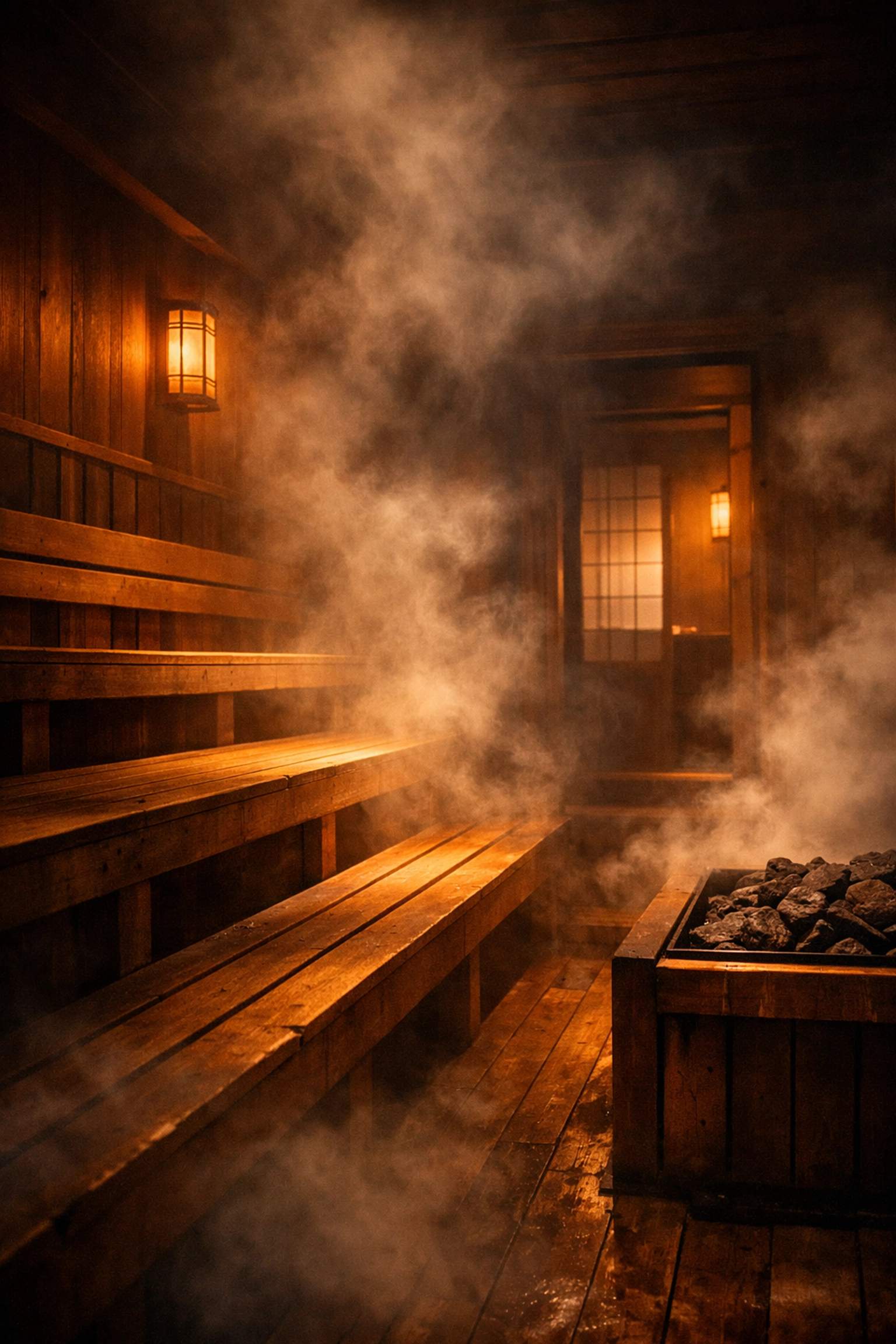 Japanese sauna interior in LGBTQ-welcoming Tokyo sento