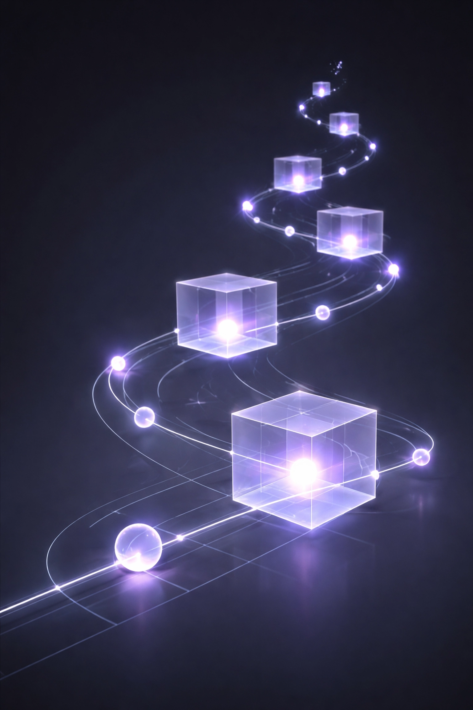 Abstract timeline visual illustrates Qatar's AI transformation journey and digital growth milestones