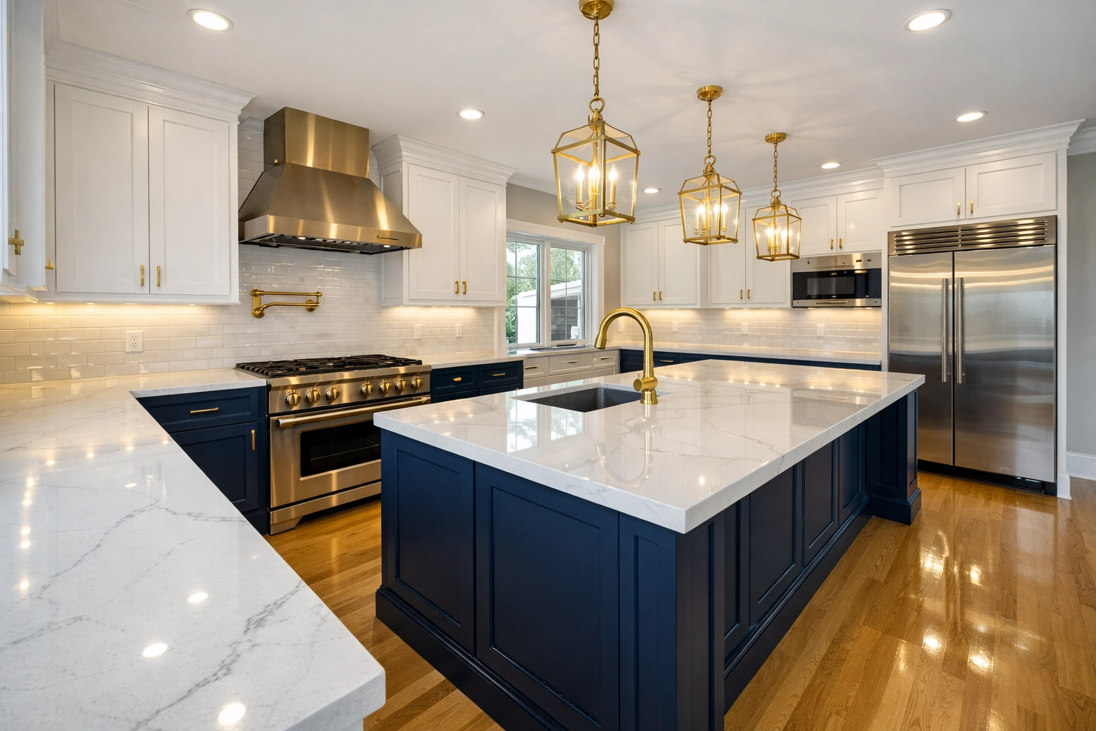 A sparkling clean Southborough kitchen after a professional post-construction deep cleaning service.