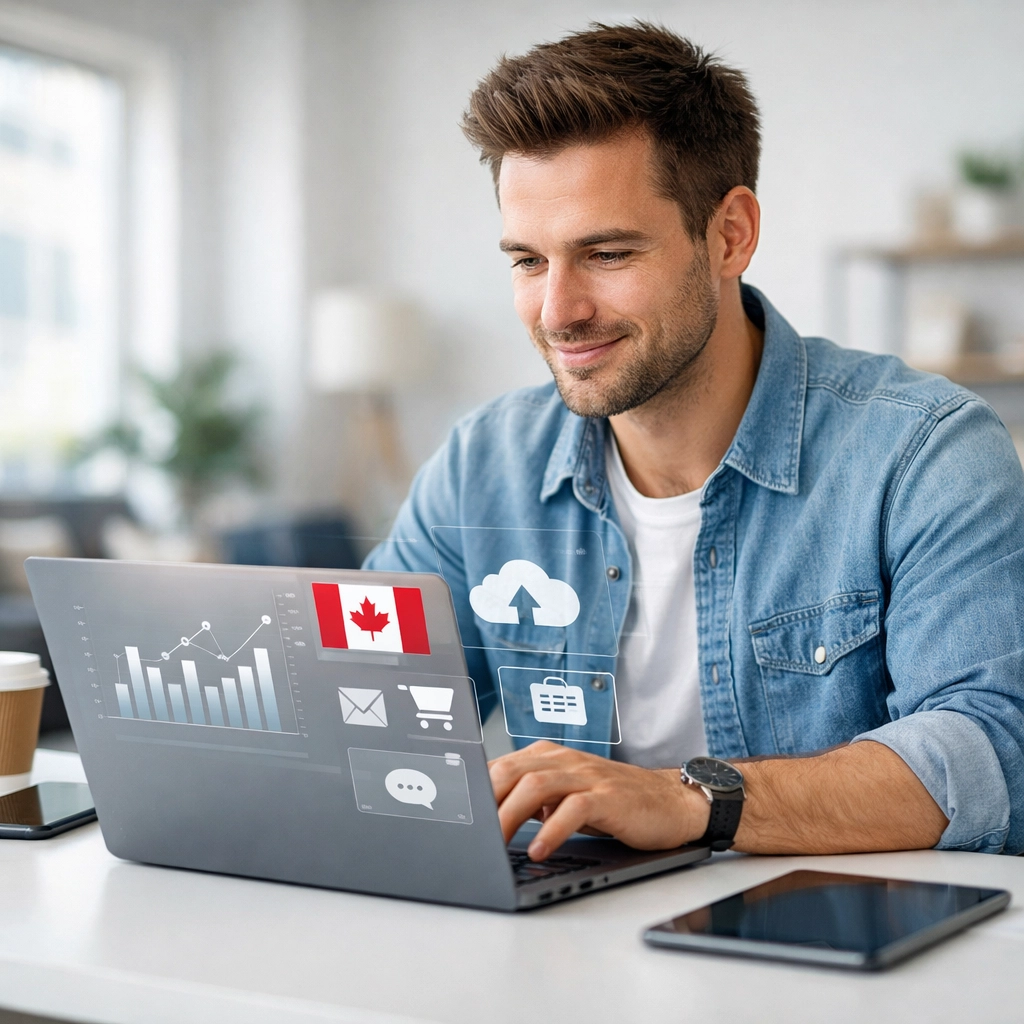 Entrepreneur using digital tools to plan business funding application and budget