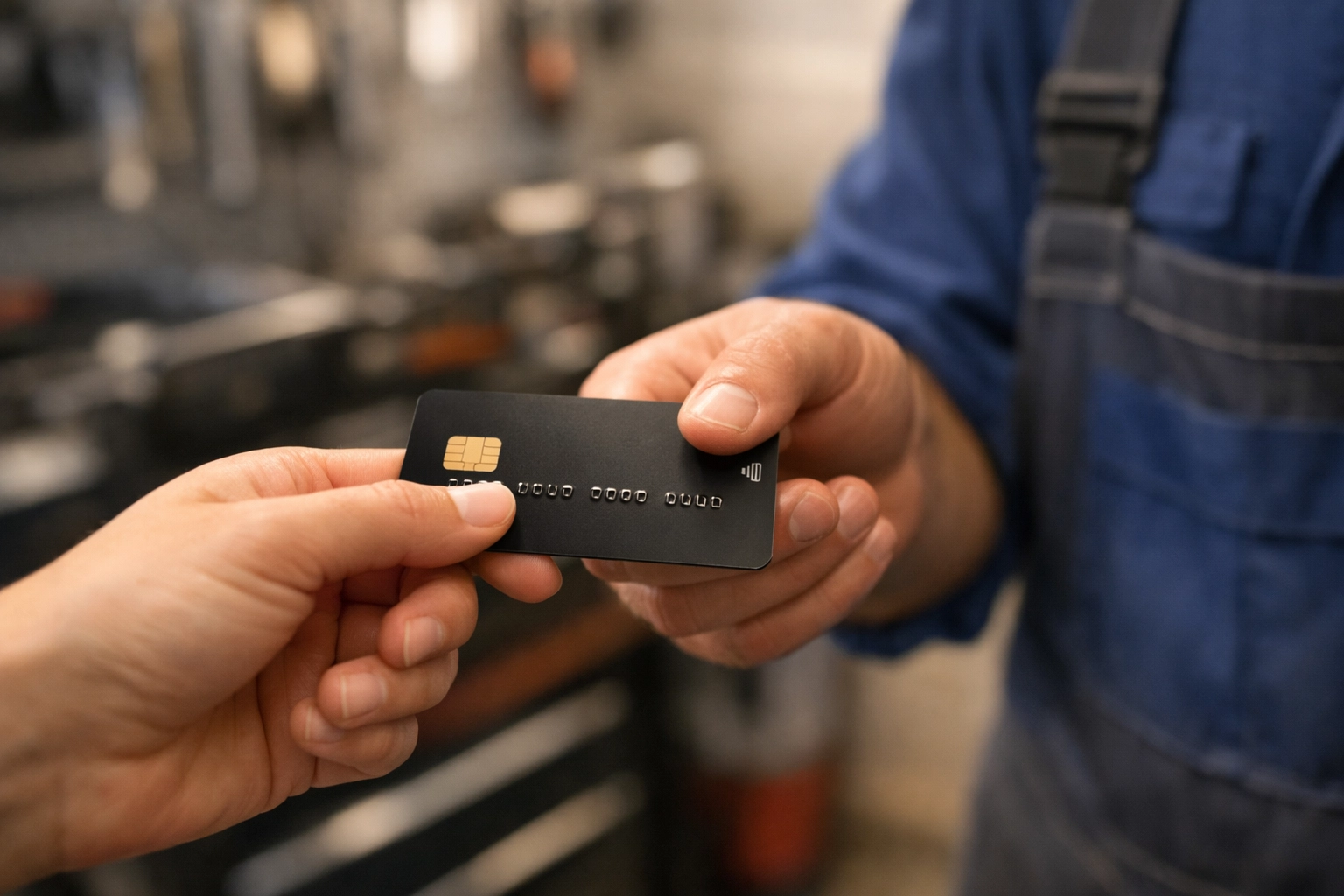 Customer using a bad credit loan canada to pay for urgent repairs at a professional service shop.