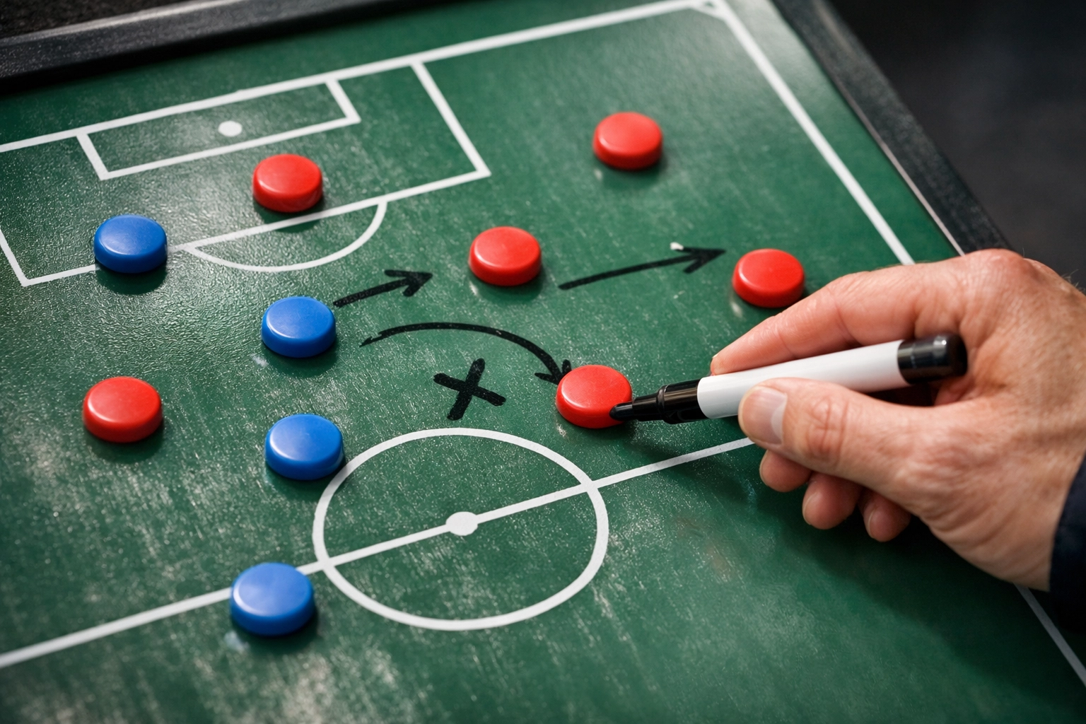 Taktiktafel mit Fußball-Formationen für Bundesliga Wett-Analyse