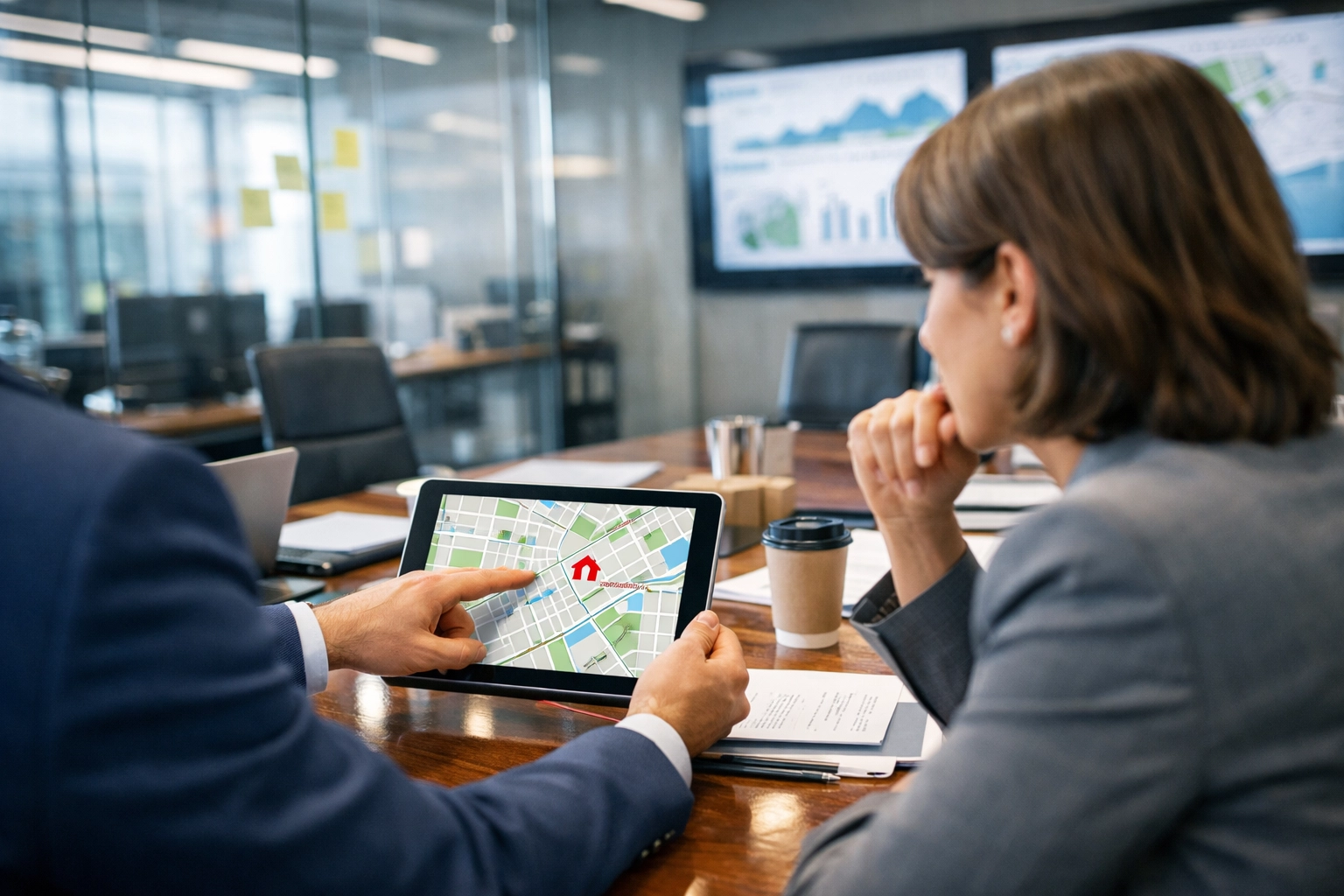 Savio Title experts collaborating in a modern conference room to solve complex distressed property title issues.