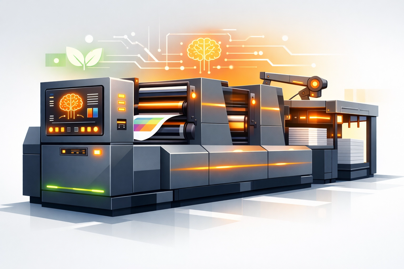 Automated offset printing press with AI integration and modern digital controls