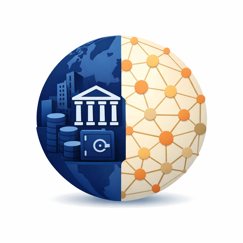 Comparison of traditional banking systems and blockchain networks for USDC payments.